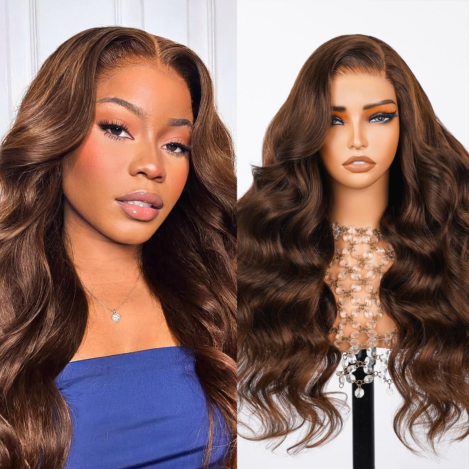 Arabella 6x5 Chocolate Brown Body Wave Glueless Wigs Human hair 20inch Chocolate Brown 20 Inch