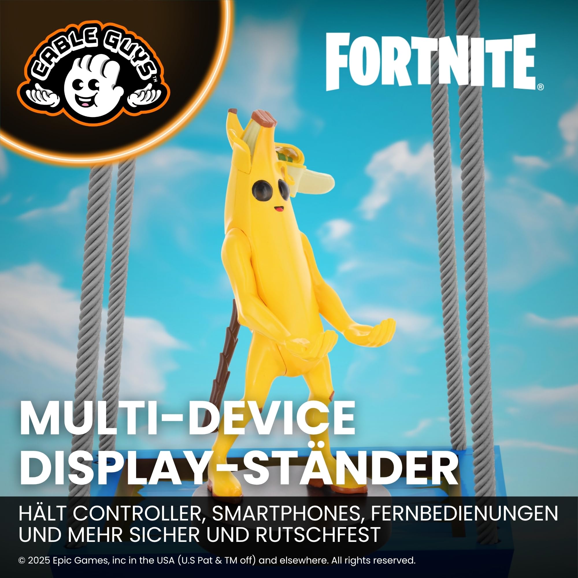 Cableguys Fortnite Peely Controller Halter & Handy Ständer - Gaming Zubehör für Zimmer und Schreibtisch-Setup, Ständer Kompatibel mit Xbox-, PlayStation- & den meisten Standard-Controllern