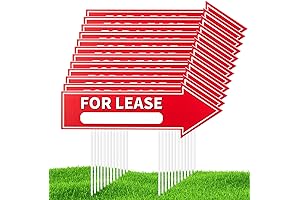 12 Pack 17" x 6" For Lease Signs with Stakes - Waterproof...