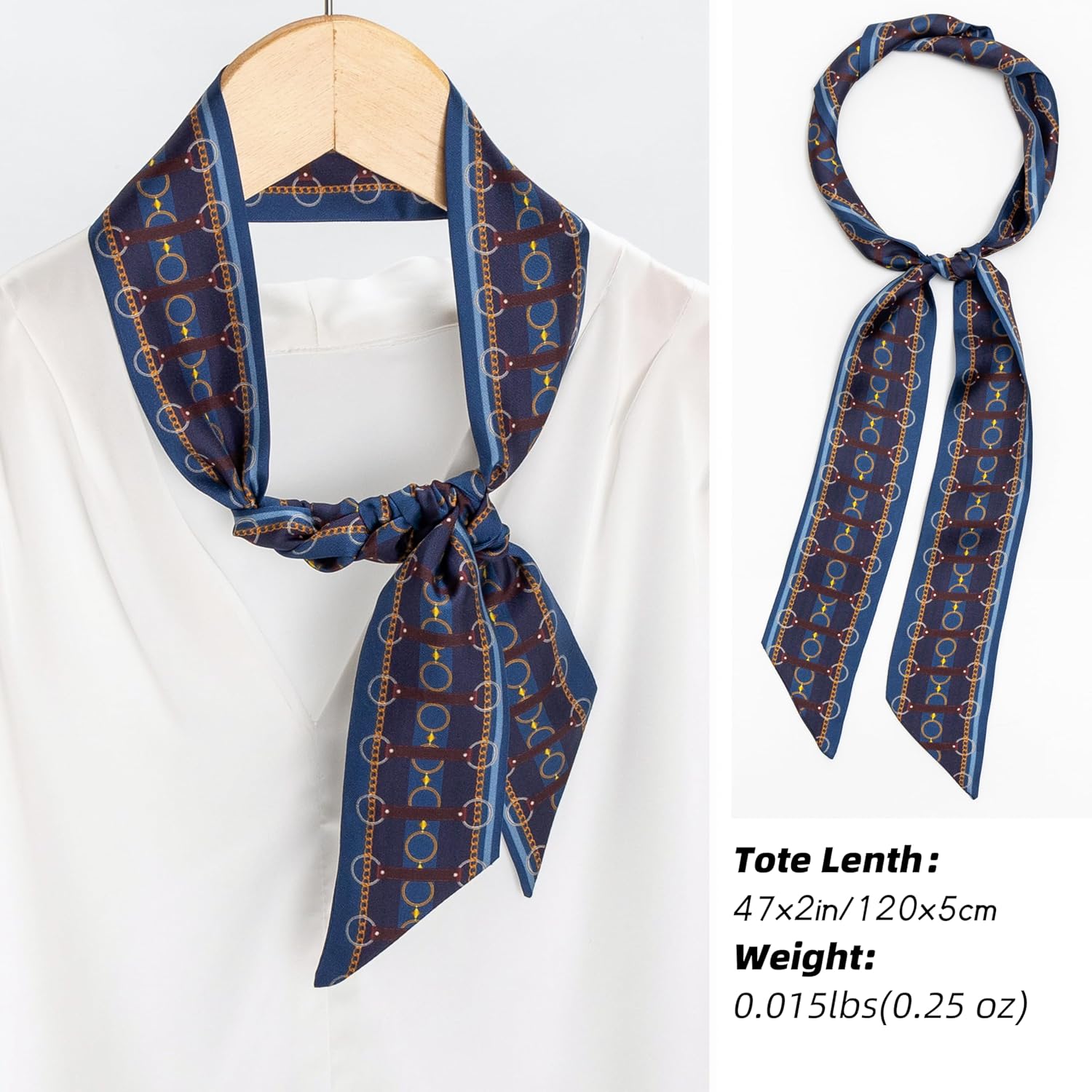 100% Mulberry Silk Scarf for Women Neck, Handbags,Bags, Purse, Hair Head Ribbon Skinny Scarf Silk Headband Scarf - Image 2