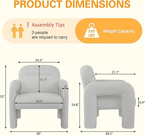 Miniatura 2 de LSSPAID Sillas decorativas, sillones tapizados de tela de línea moderna, cómoda silla de lectura para ocio, sillón individual esponjoso para sala de