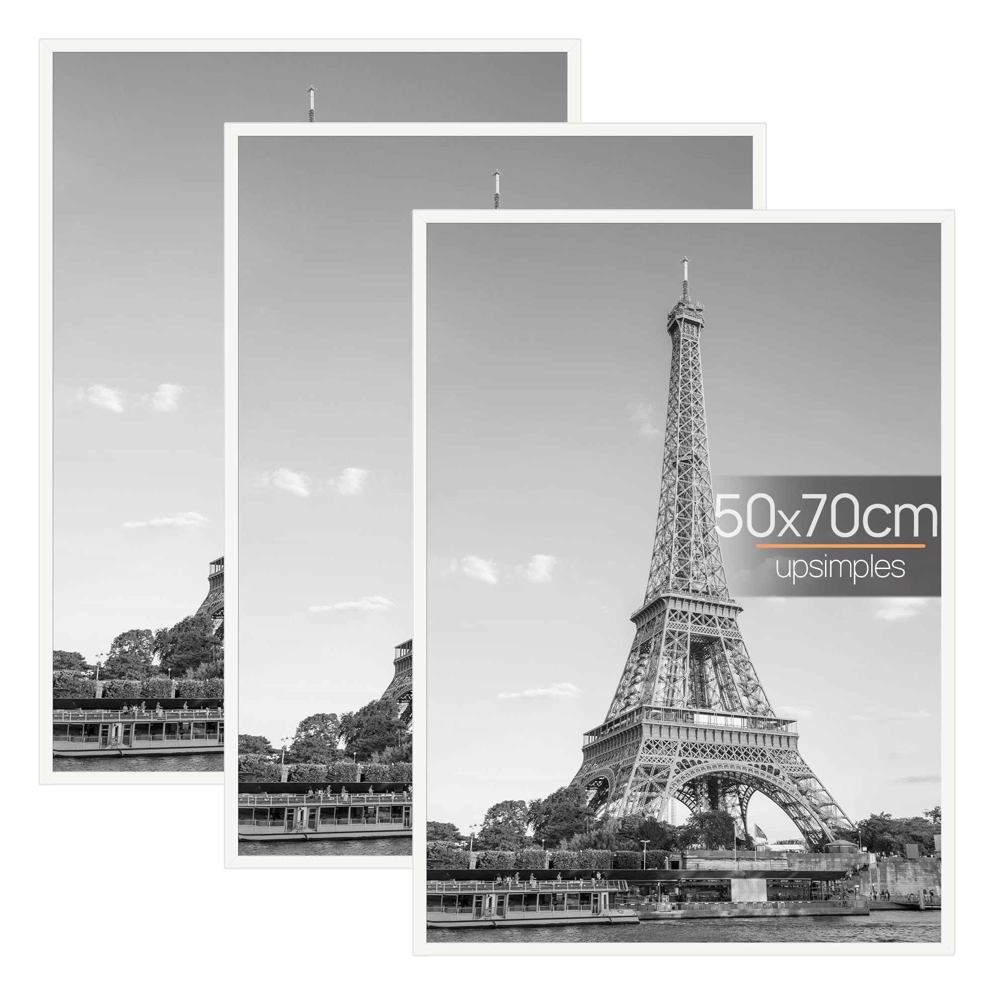 upsimples 3 Pack 50x70 Picture Frame, 50x70 White Picture Frame for Photo Gallery - Slide-In Strips, Horizontal or Vertical Wall Mounting โ image 1
