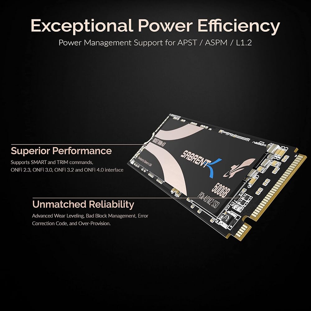 Sabrent Rocket 500GB PCIe 4.0 NVMe M.2-2280 Internal Solid State Drive thumbnail 3
