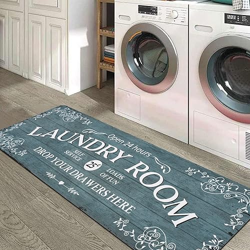 Lahome Alfombra de lavandería de 20 x 59 pulgadas, antideslizante, lavable, alfombra de pasillo para baño, cocina, baño, decoración de pasillo,