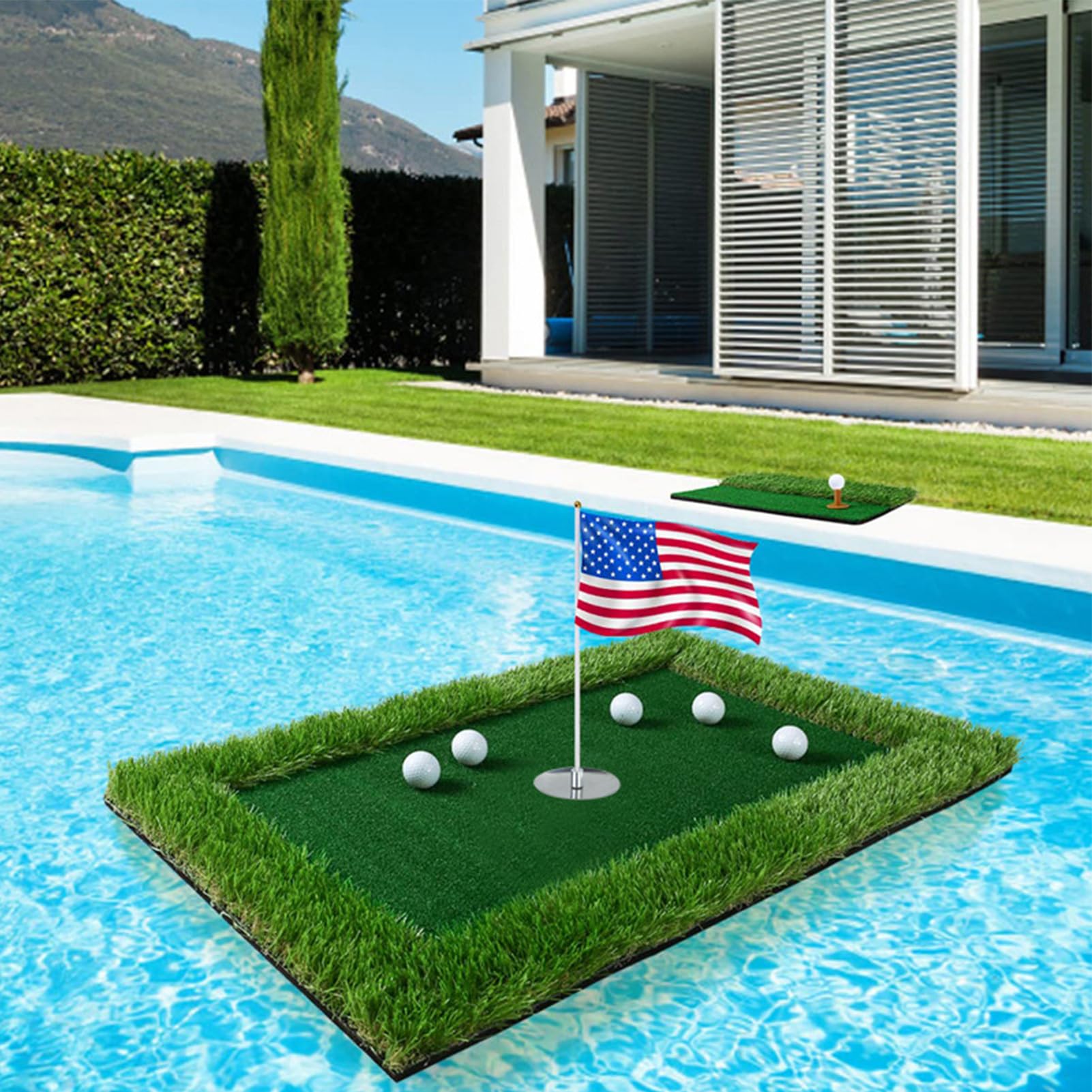 Generisch Floating Golf Green per piscina, set di giochi per chip, tappetino per esercizi per migliorare la del colpo di golf