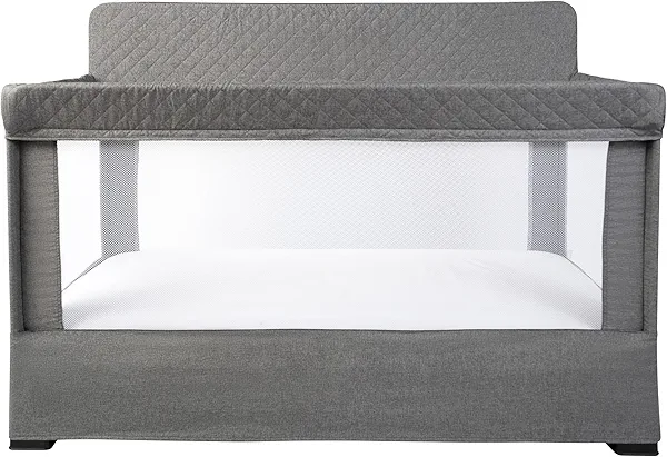 Baby Delight Lunaire Full Size Crib | Breathable Mesh Baby Crib | Tool-Free Assembly Baby Bed | Charcoal Tweed