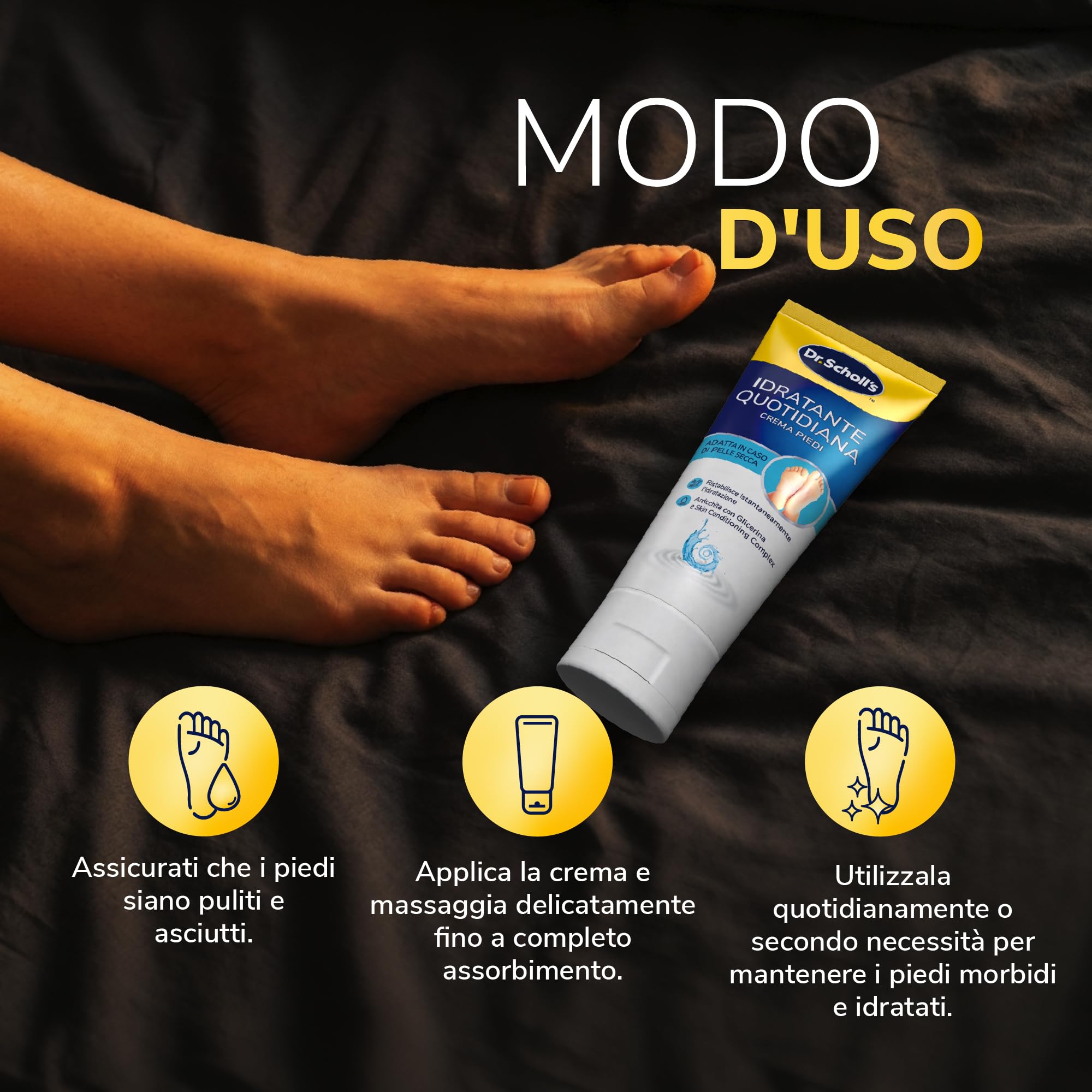 Dr. Scholl's Crema Hydration Boost, Crema Piedi Arricchita con Urea, Glicerina e Skin Conditioning Complex per Idratare la Pelle Secca Idratazione Profonda per Piedi più Morbidi e Lisci, 75ml