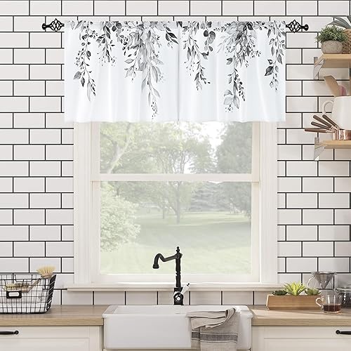 Miniatura 4 de Visioun Cenefa de cortina de otoño con diseño de calabaza de acuarela de otoño para tratamientos de ventana, bolsillo para barra, cortinas de