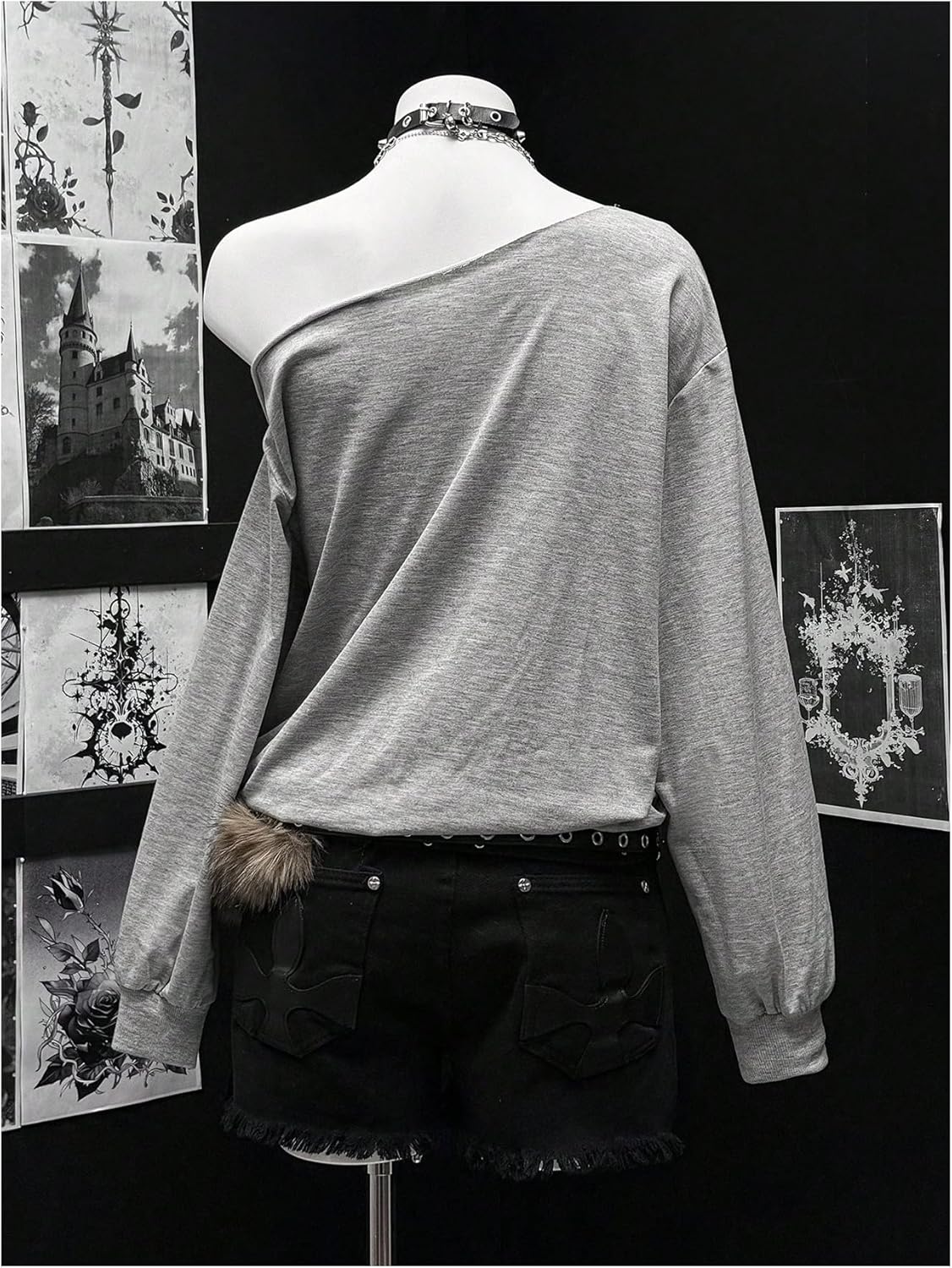 SweatyRocks Women's Off the Shoulder Sweatshirt Ruched Long Sleeve Loose Fit Pullover Streetwear - Image 2