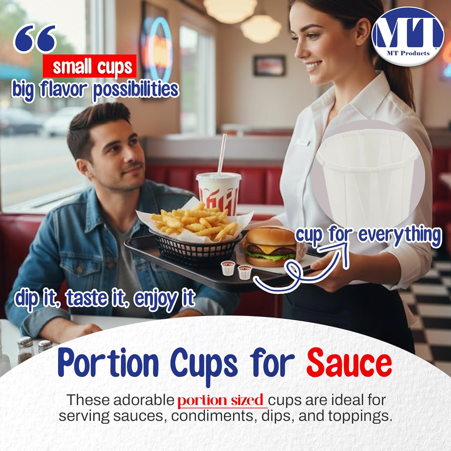 MT Products Individual Paper Portion Cups 1/2 oz. - Disposable Souffle Cups (Pack of 5000) - Made in the USA