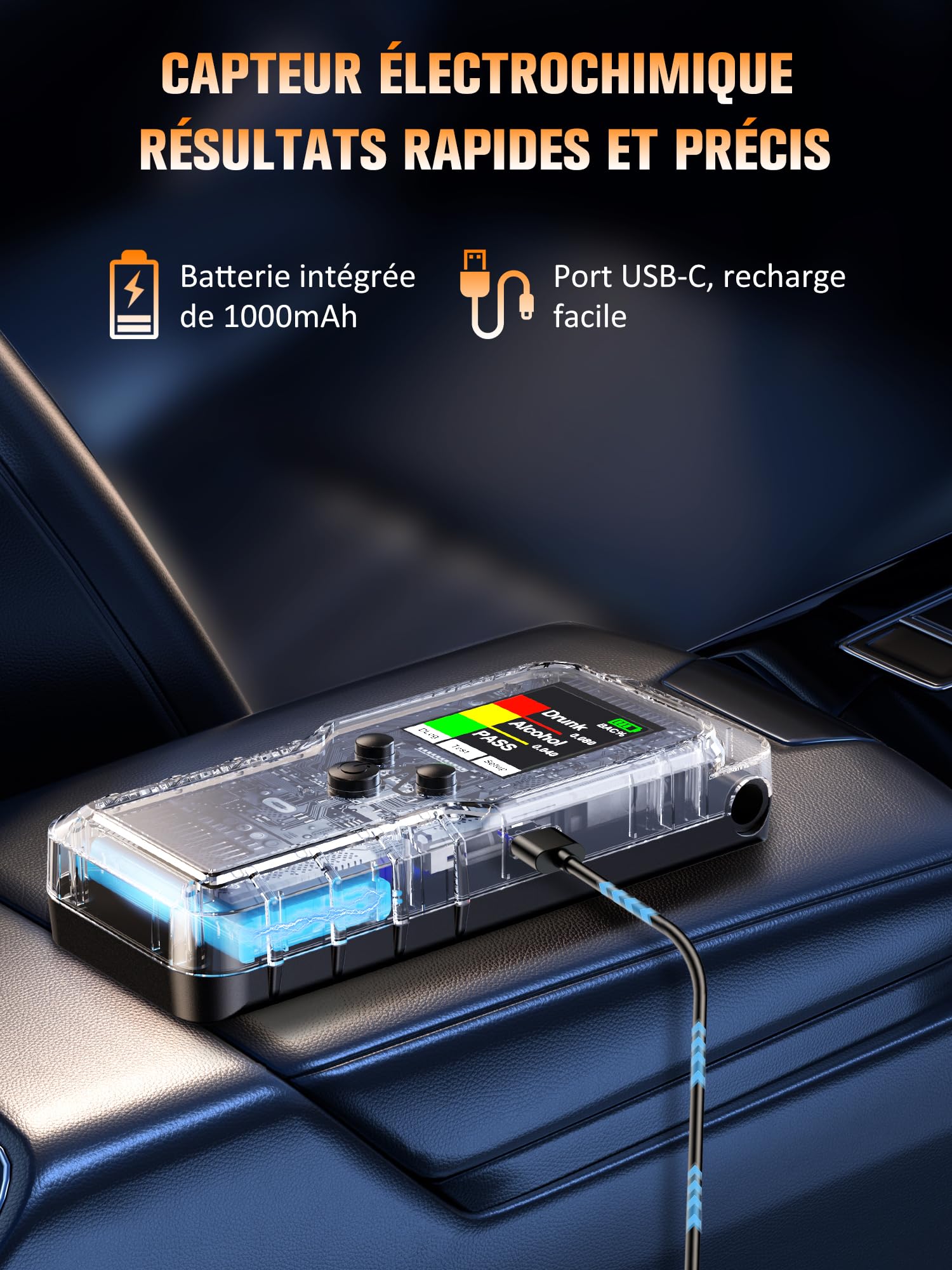 Éthylotest Alcootest Capteur Électrochimique Électronique: Ethylometre Professionnel Rechargeable - Portable Alcotest Avec Mémoire Affichage Numérique - Testeur d’alcool adapté à un usage personnel