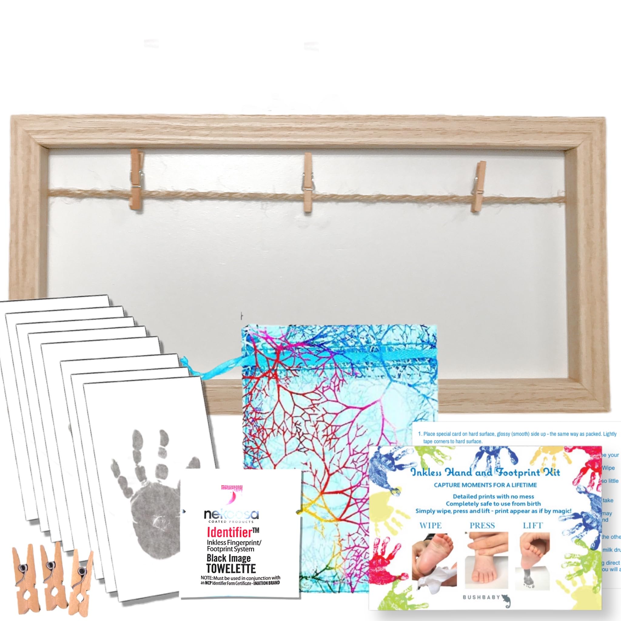 BushBaby Inkless Baby & Pet Paw Print Kit - Hand & Footprint Photo Frame, Newborn Gifts, Baby Shower Keepsake - Image 3