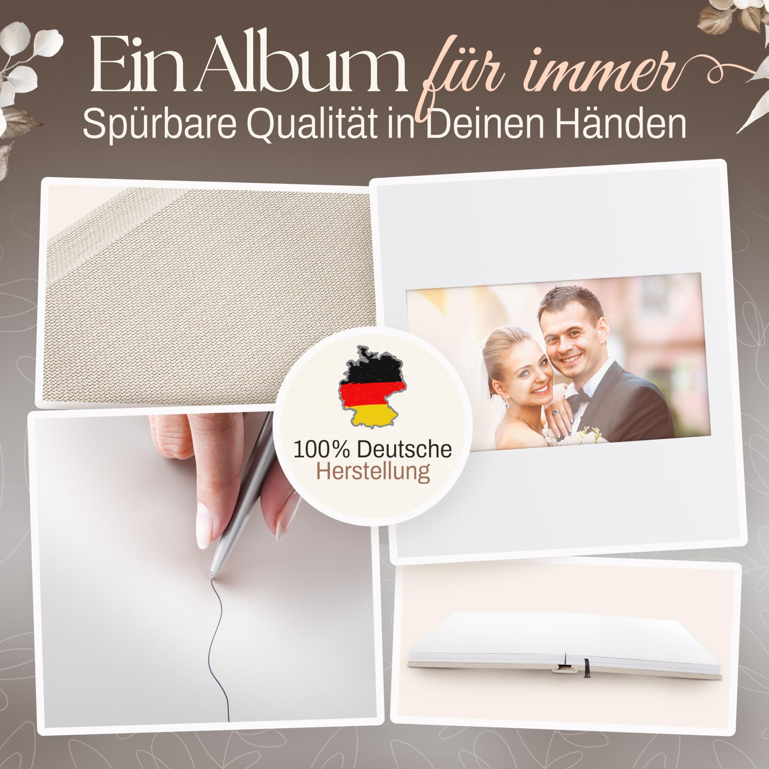 Fotoalbum zum Selbstgestalten [MIT VIDEOS & TON] Made in Germany | Scrapbook mit Displays | Großes Fotoalbum zum Einkleben | Für bis zu 200 Bilder | Hochzeit & Familien-Meilensteine
