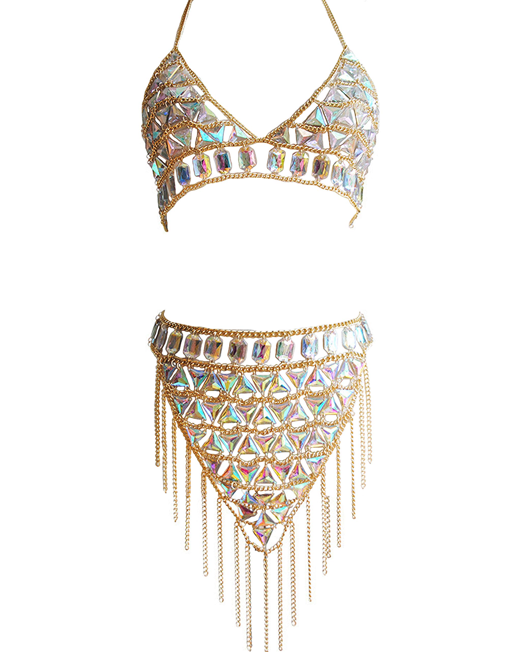 Connie ClorisWomen's Sexy Suit Body Chain (Gold Color Body Chain Suit-099-2)