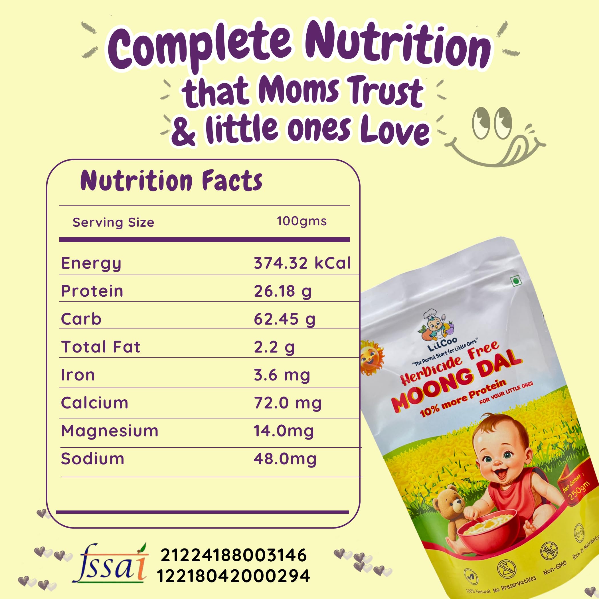 LilCoo Herbicide-Free Moong Dal | 10% More Protein | Paraquat-Free | Toxin-Free | Non-GMO Indigenous Seeds | Traditionally Hand-Harvested | 250g 3