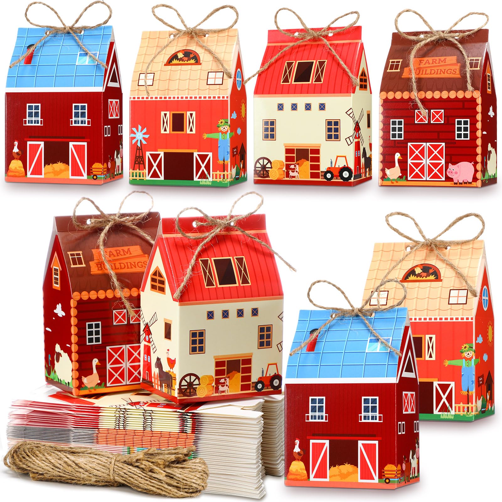 Zhanmai 48 Pcs Summer Farmhouse Treat Boxes Candy Mini Cow House Favor Box Summer Farmhouse Party Paperboard Gift Boxes for Holiday Party Treat Cookie Goodie Snack Gift Packaging