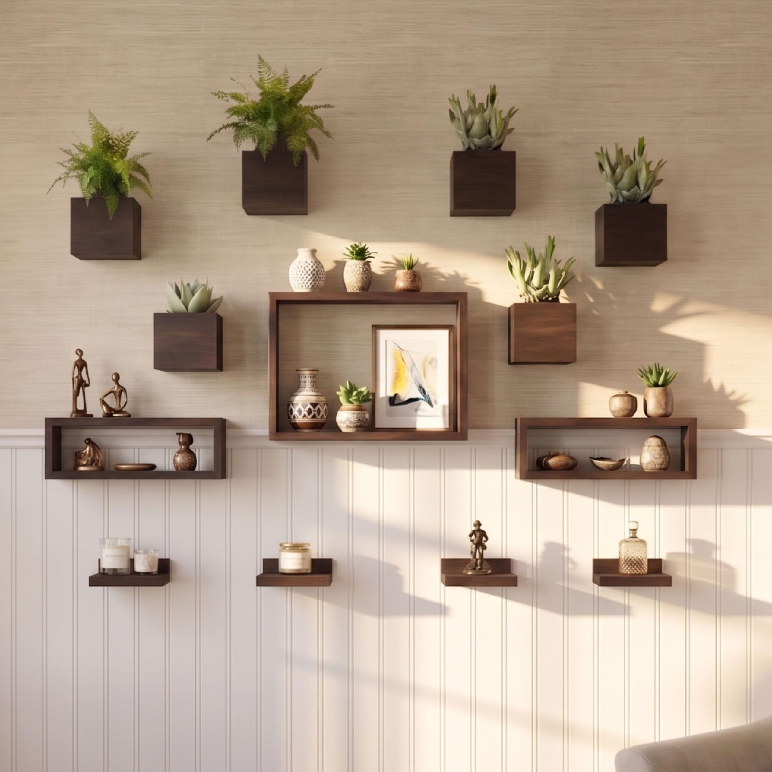 LaLaGreen Wooden Floating Shelves