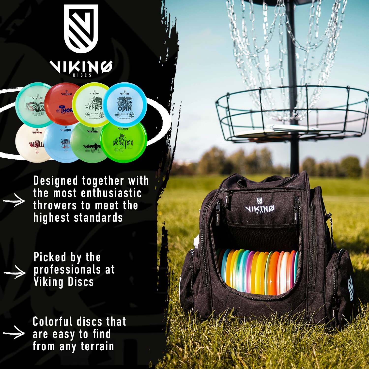 Viking Discs Tournament Disc Golf Set – 8 Dischi Frisbee per Ogni Distanza, Approvati PDGA – Funsport all'aperto per Adulti e Bambini – Putter, Mid-Range, Fairway Driver, Distance Driver