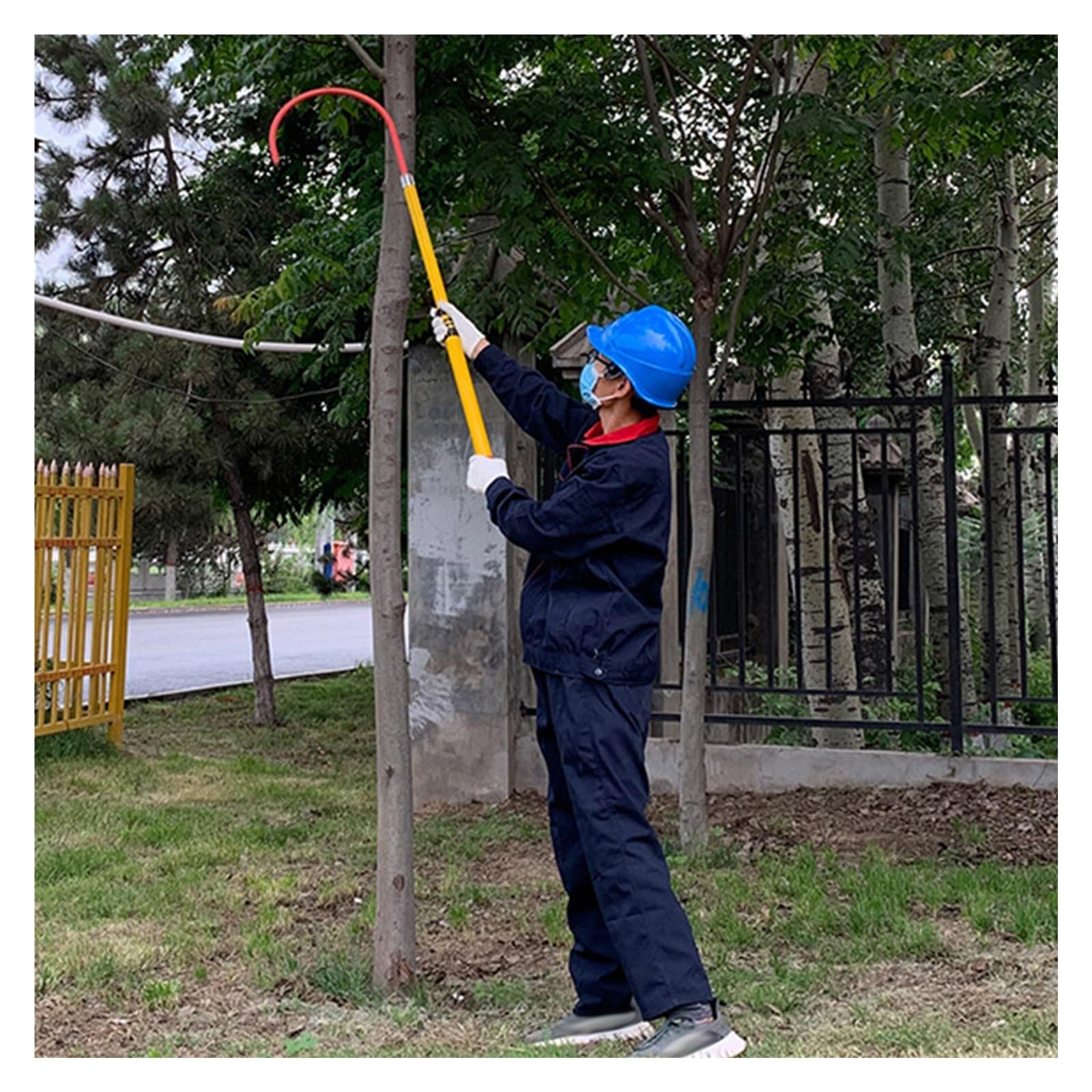 Palo di salvataggio telescopico isolato con gancio, 20 13 10 6 piedi, palo di salvataggio di emergenza di sicurezza elettrica per cantieri/fabbriche, palo in fibra di vetro (2-6 m/6,6-19,7 ft)