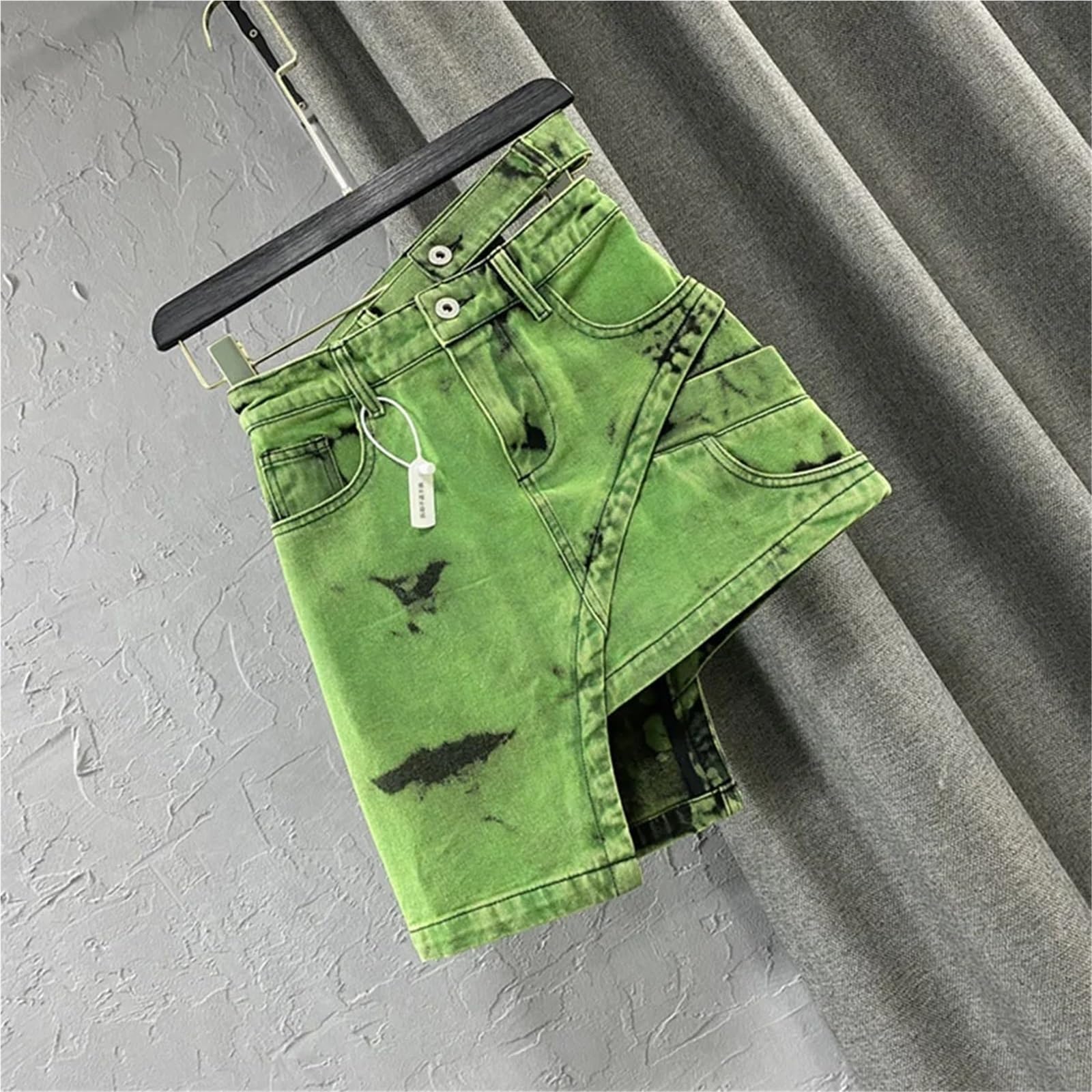 Falda Vaquera con Efecto Tie-Dye Irregular de Verano for Mujer, Faldas Cortas Acampanadas Cintura Alta para Eventos Y Fiestas
