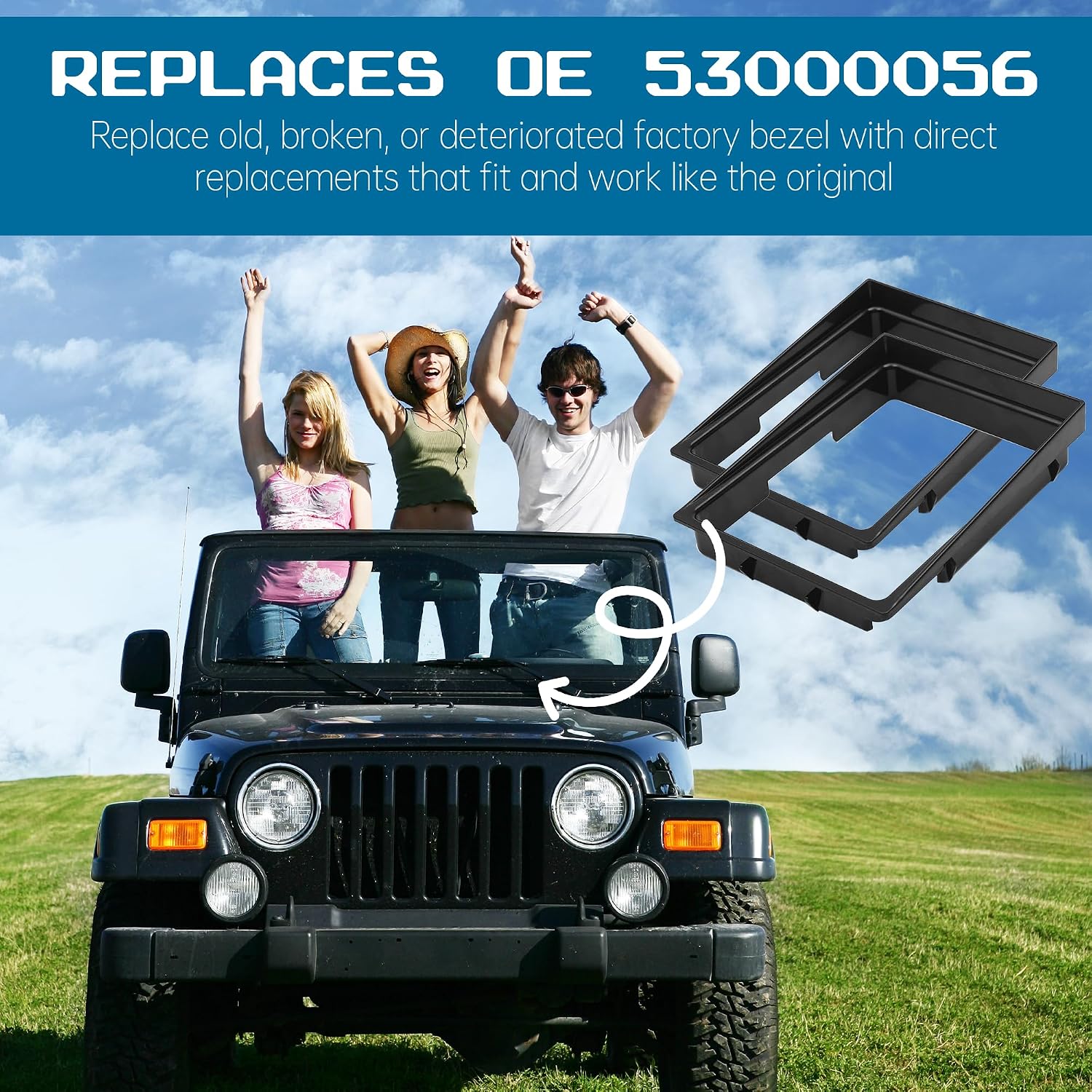 TonGass 2-Pack Manual Transmission Shifter Bezels Compatible with Jeep Cherokee/Wrangler - Black