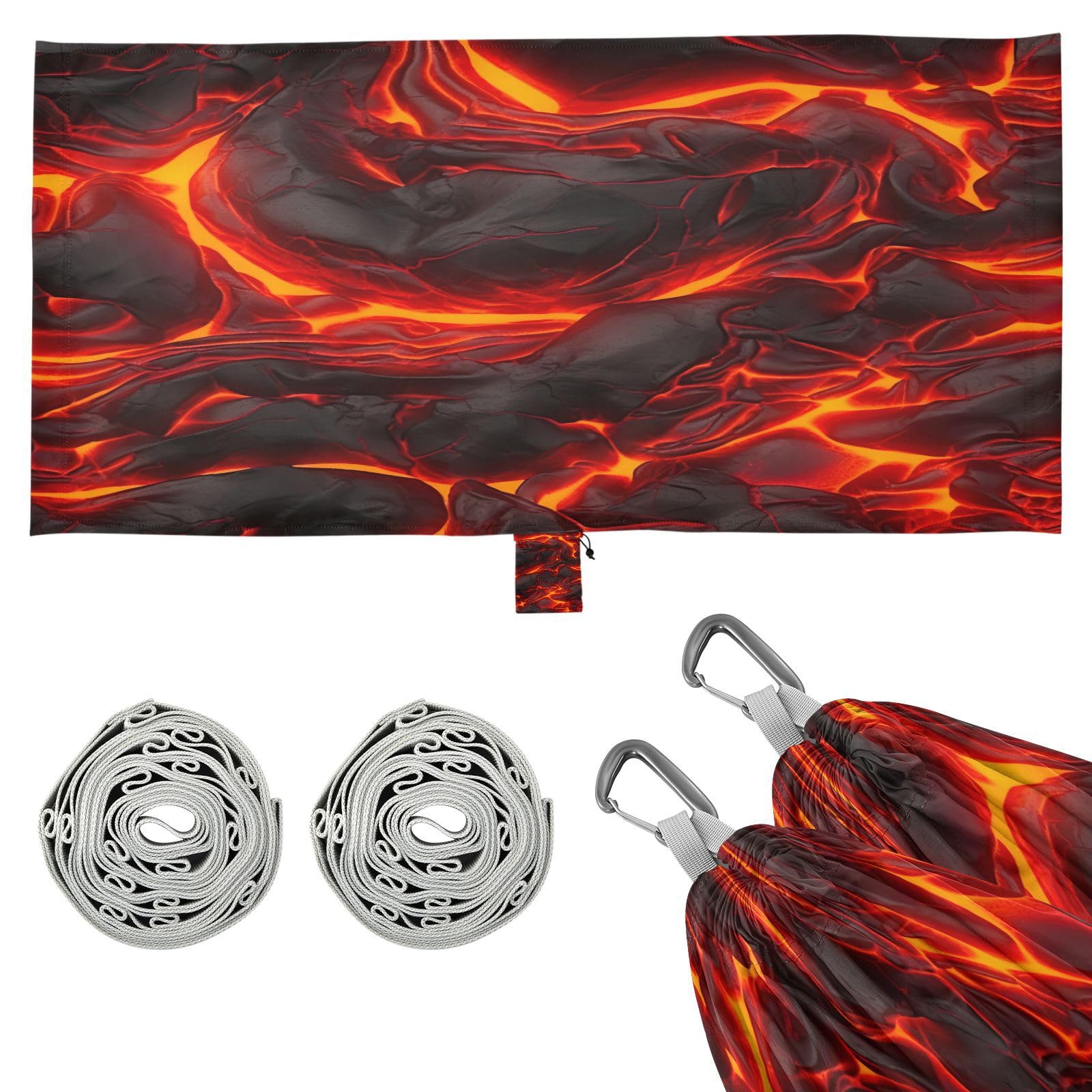 SDMKA Magma Textured Red Camping Hammock, 330 lbs with 2 Tree Straps, Carry Bag, Single Portable Hammock for Outdoor/Indoor, Hiking, Beach, Backpacking, Travel