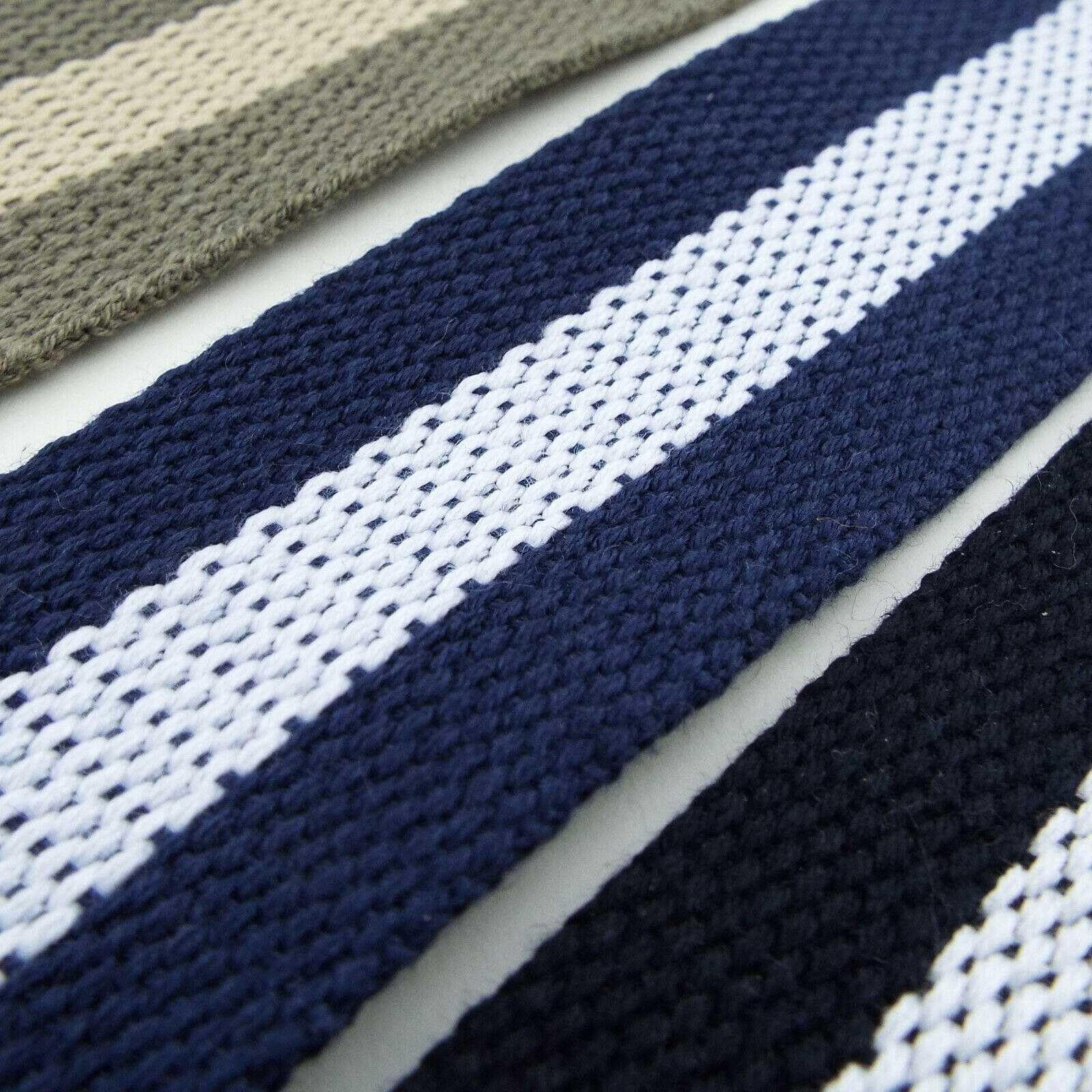 38mm Cotton Look Polyester Webbing 442D, 23 Navy White, 4 Metres