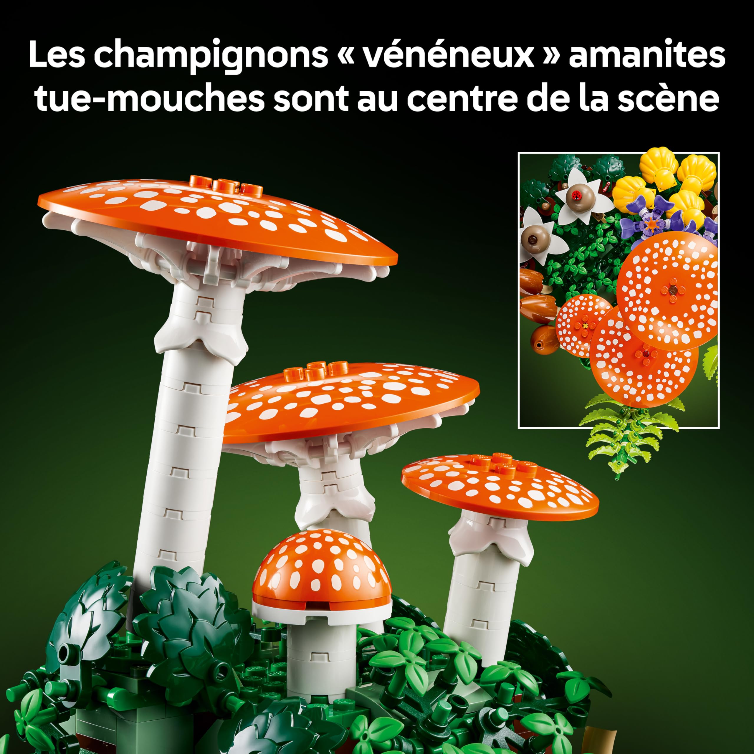 LEGO Botanicals Les Champignons des Bois - Set de Construction pour Adulte - Plantes Artificielles avec Amanite Tue-Mouches & Fausses Fleurs - Décoration de Chambre ou Salon - Idée Cadeau DIY 11505