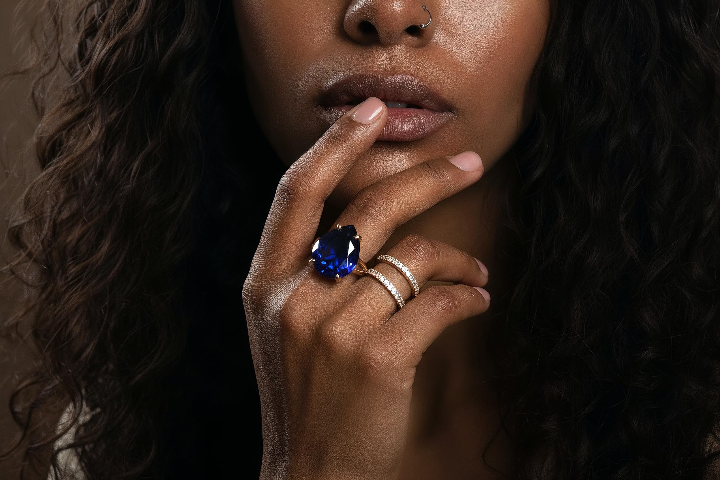 Zafiro Plata de Ley Anillo Lágrima - Anillo Compromiso de Pera Vibrante, Anillo Declaración, Anillo Piedras Preciosas - Regalo para Cumpleaños, Aniversario, Ocasiones Especiales