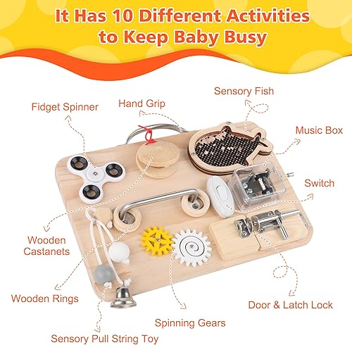 Miniatura 2 de Tablero de madera para niños pequeños, juguetes sensoriales Montessori para niños de 1, 2, 3, 4 años, juguetes sensoriales para autismo para niños y