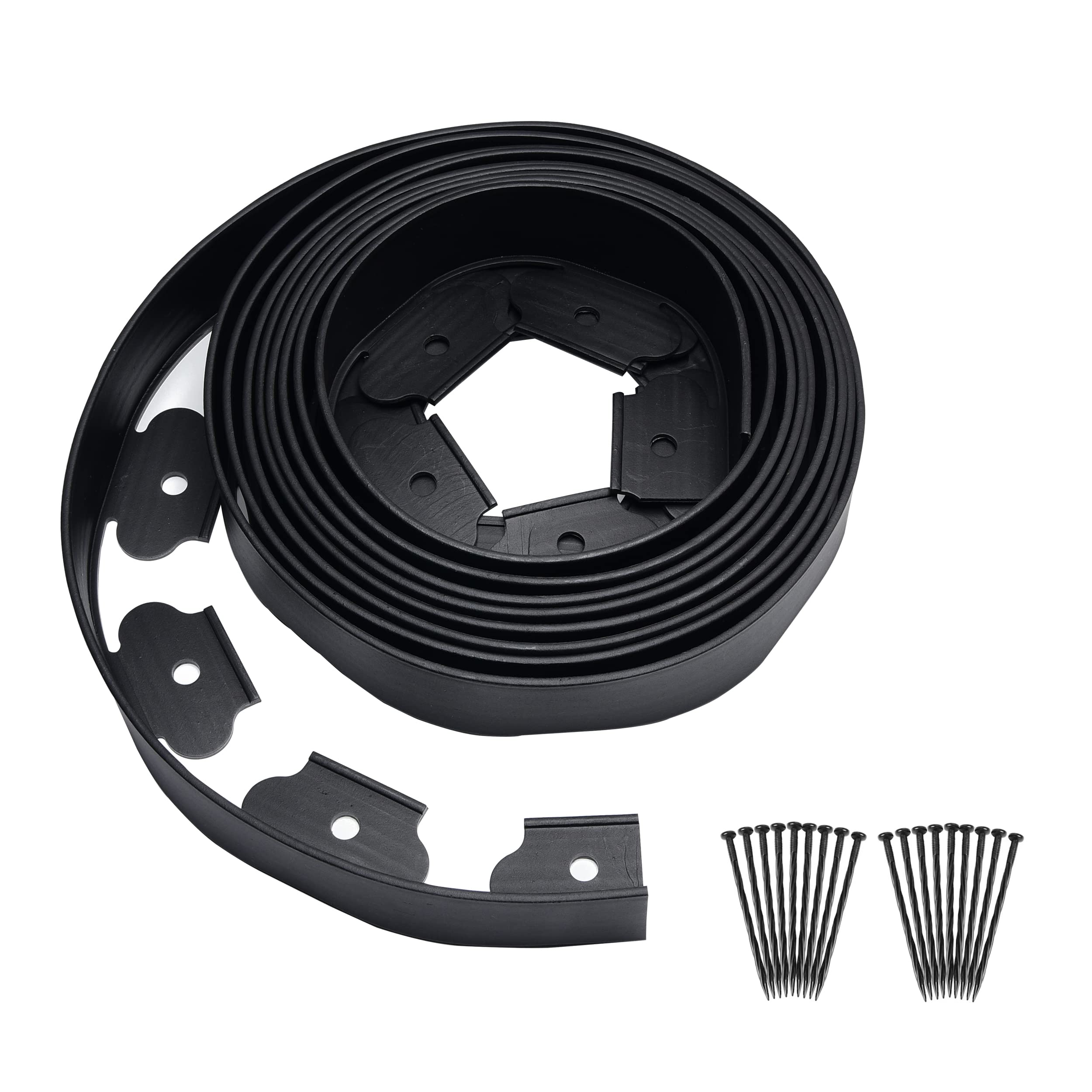 Landscape Edging Kit 20ft Length 2.0in Height No Dig Garden Edging Border, Including 18 Spikes, for Landscaping and Flower Gardens -Black