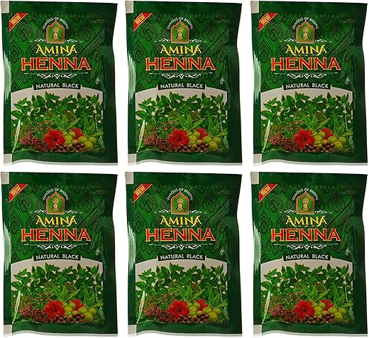 Amina Henna Natural Black Hair Colour Heena Mehndi, 25 g (Pack of 6)