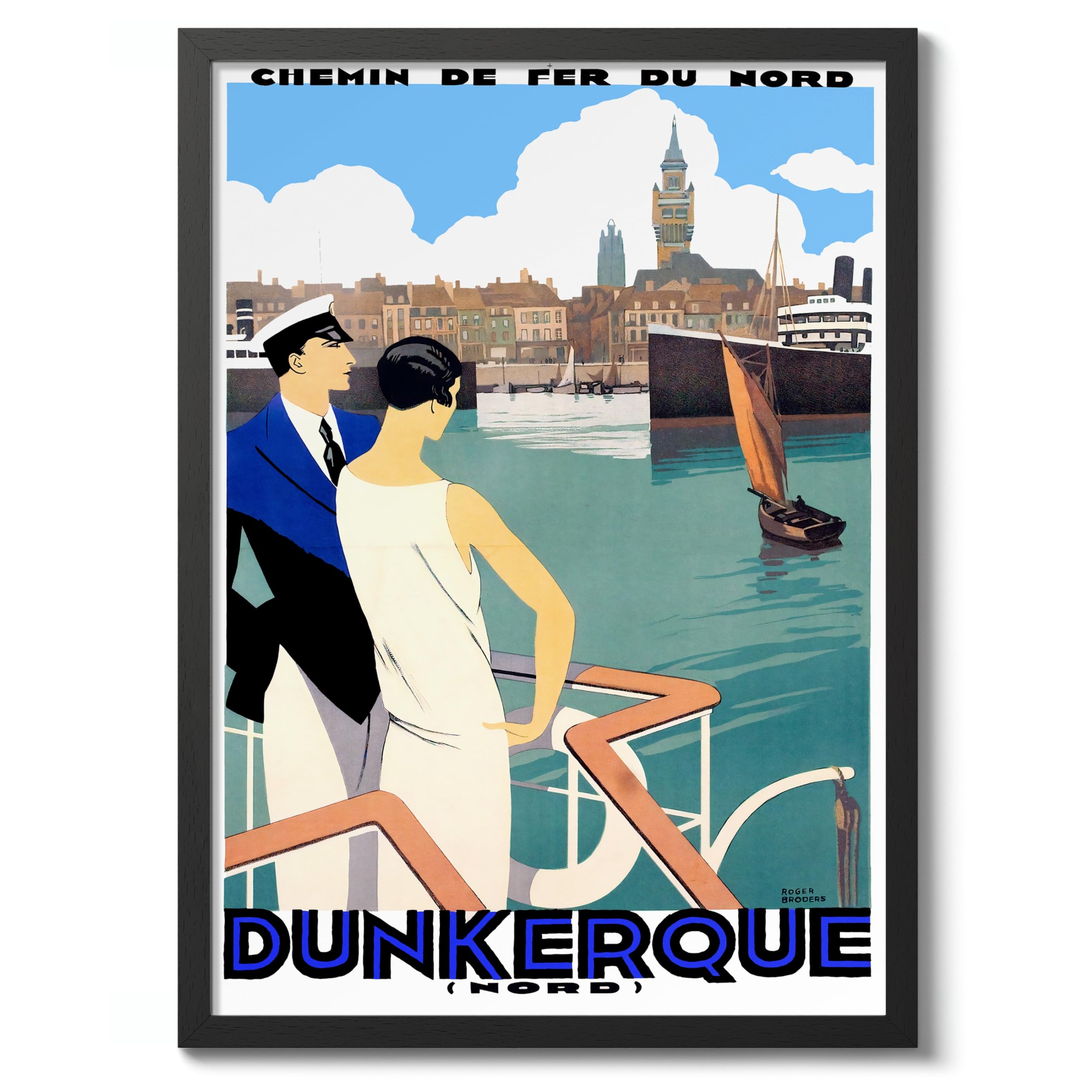 Animato Dunkirk, France Vintage French Travel Poster, Retro France Tourism Print, Holiday Home Decoration Wall Art, A5 (Print Only) - 21x14.8cm