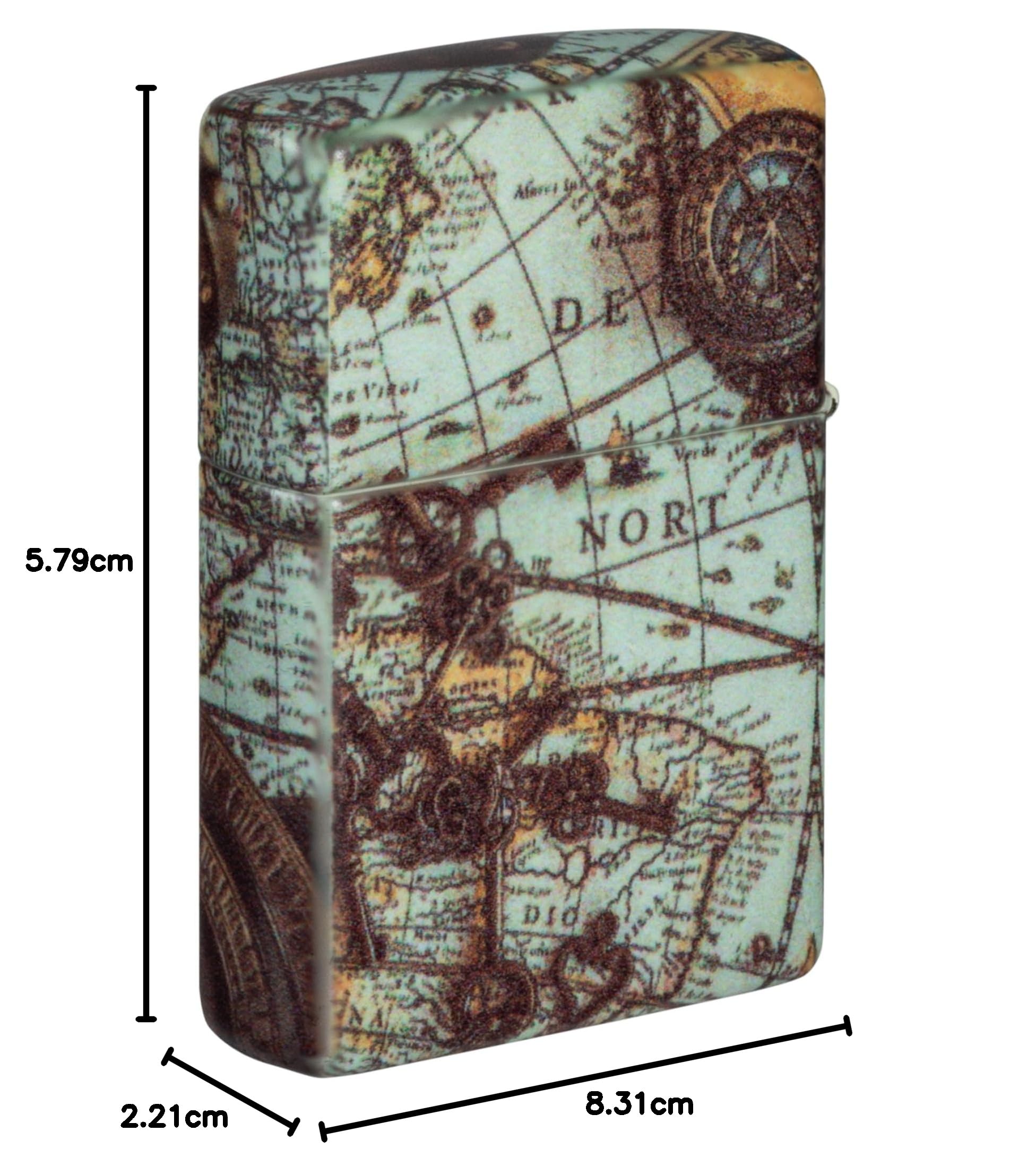 Zippo - Briquet Tempête Motif Boussole, 540°, Impression Color Image, Rechargeable, Réutilisable, Coupe-Vent, Coffret Cadeau, Fabriqué Aux États-Unis