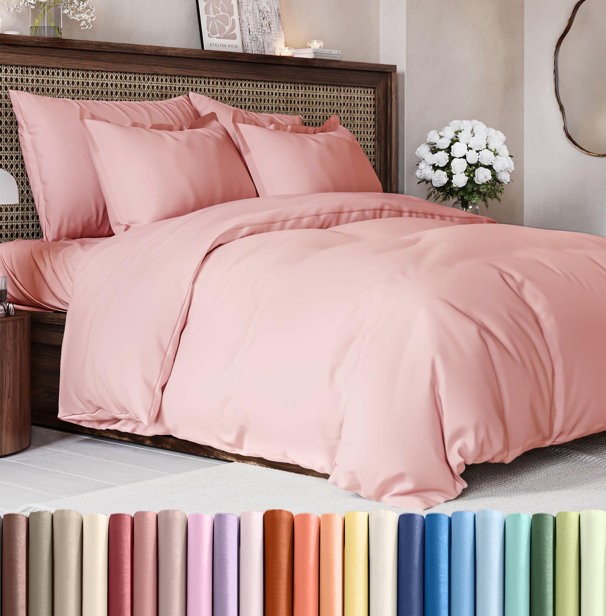 Duvet Cover Full Size Set - Extra Soft Full Size Duvet Cover 80 x 90 with 2 Pillow Shams - Hotel Luxury, Easy Care and Fade Free w/Zipper Closures &