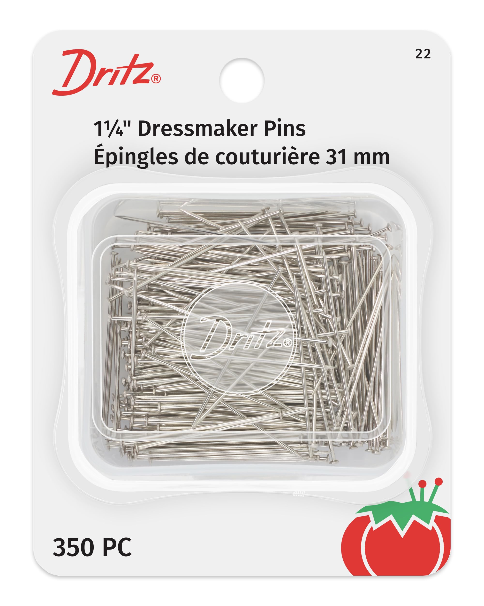 Dritz Straight Pins, Alloy Steel, Nickel, 1-1/4-Inch