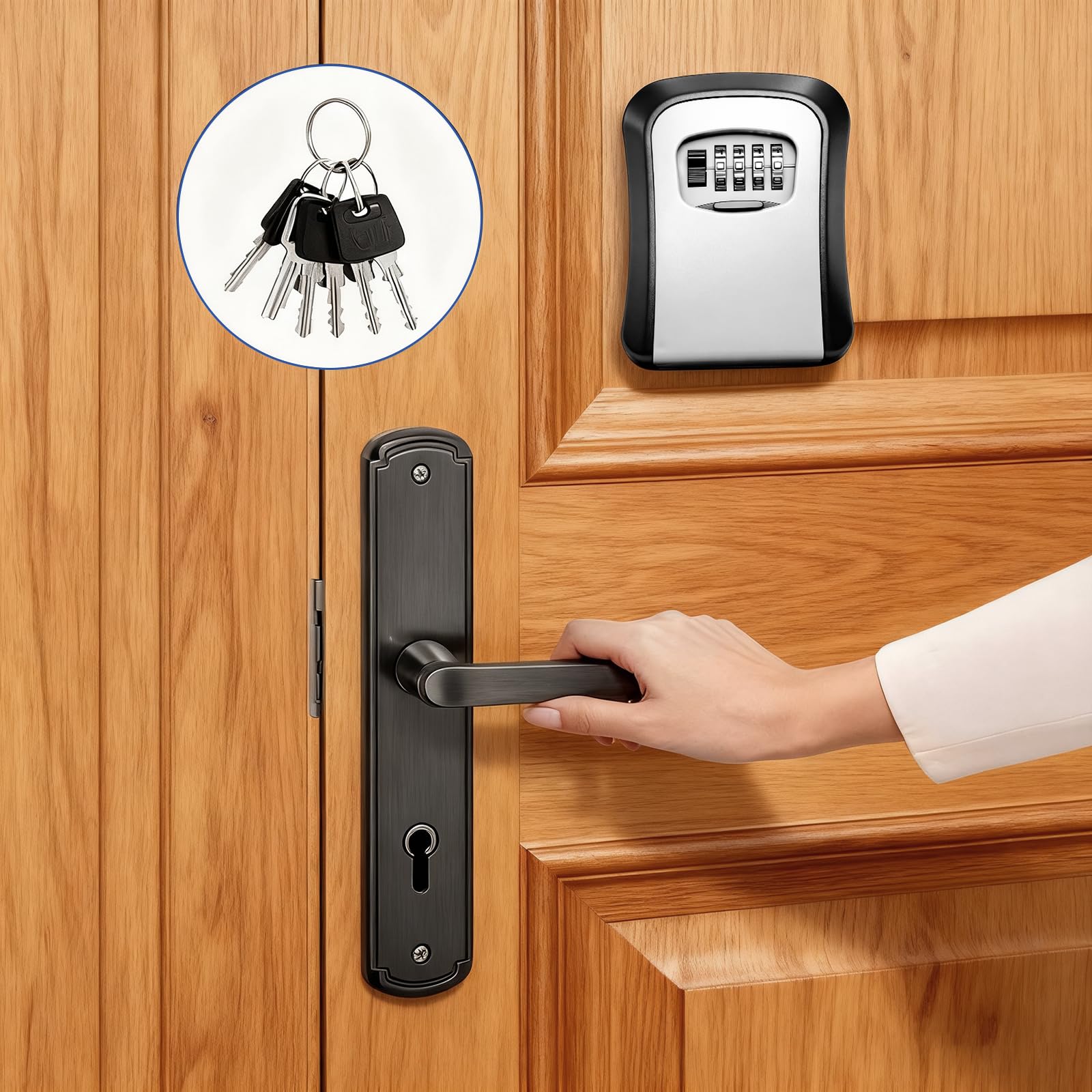 Cassetta Chiavi con Codice, Cassaforte Chiavi da Parete a Combinazione 4 Cifre, Cassetta Chiavi Sicura per Esterno e Interno, Key Box Nero/Grigio (2)