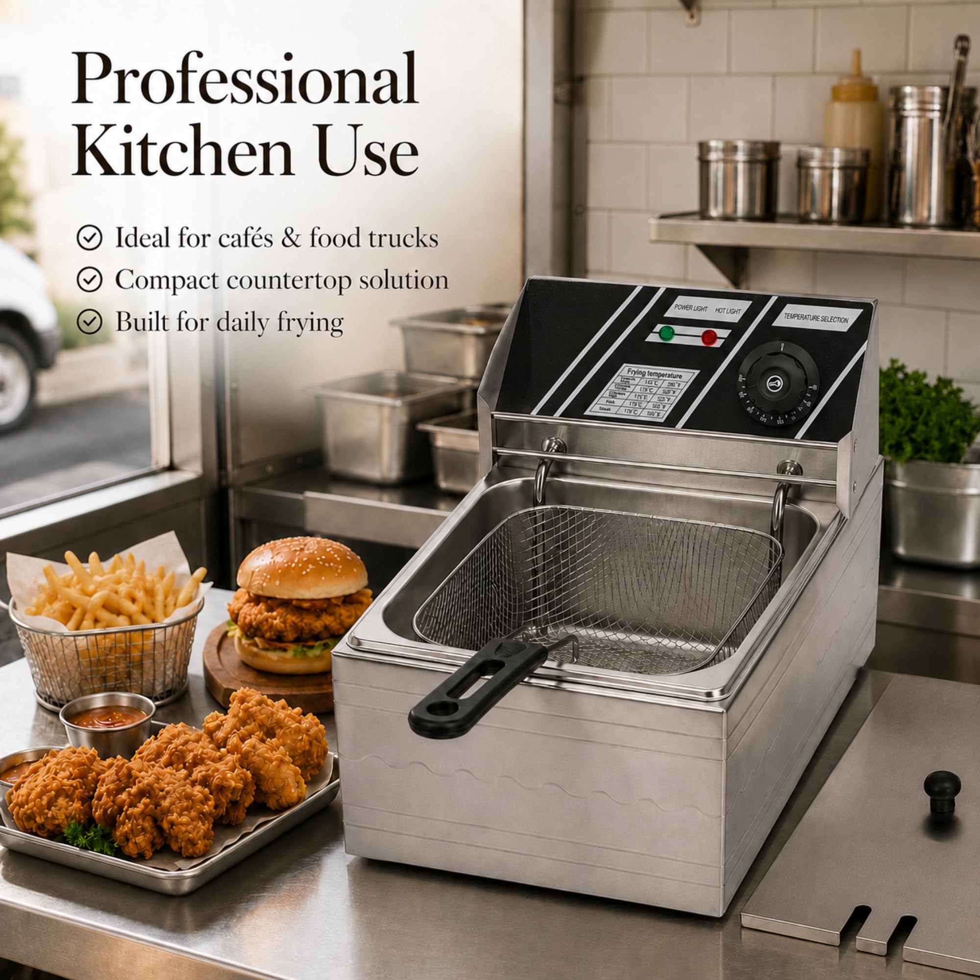 MAGIC SELECT Freidora Eléctrica Profesional 6L, Acero Inoxidable | Freidora de Aceite con Cesta Extraíble. Temperatura Regulable, Gran Capacidad para Bar, Restaurante y Hostelería