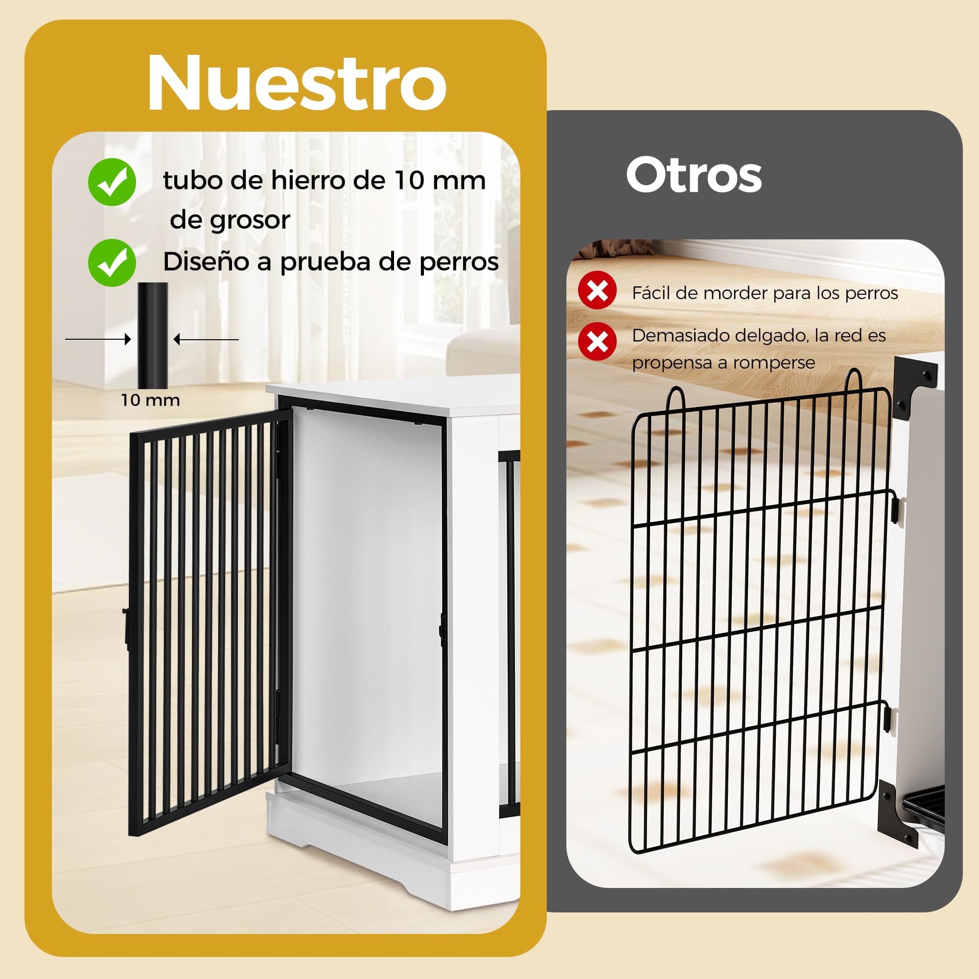 BEWISHOME 81cm Jaula para Perros, Mesa Auxiliar, casa Moderna para Perros, Jaulas para Perros de tamaño pequeño a Mediano, 3 Puertas, 81x55x67.5 cm, Blanco EMGL03W