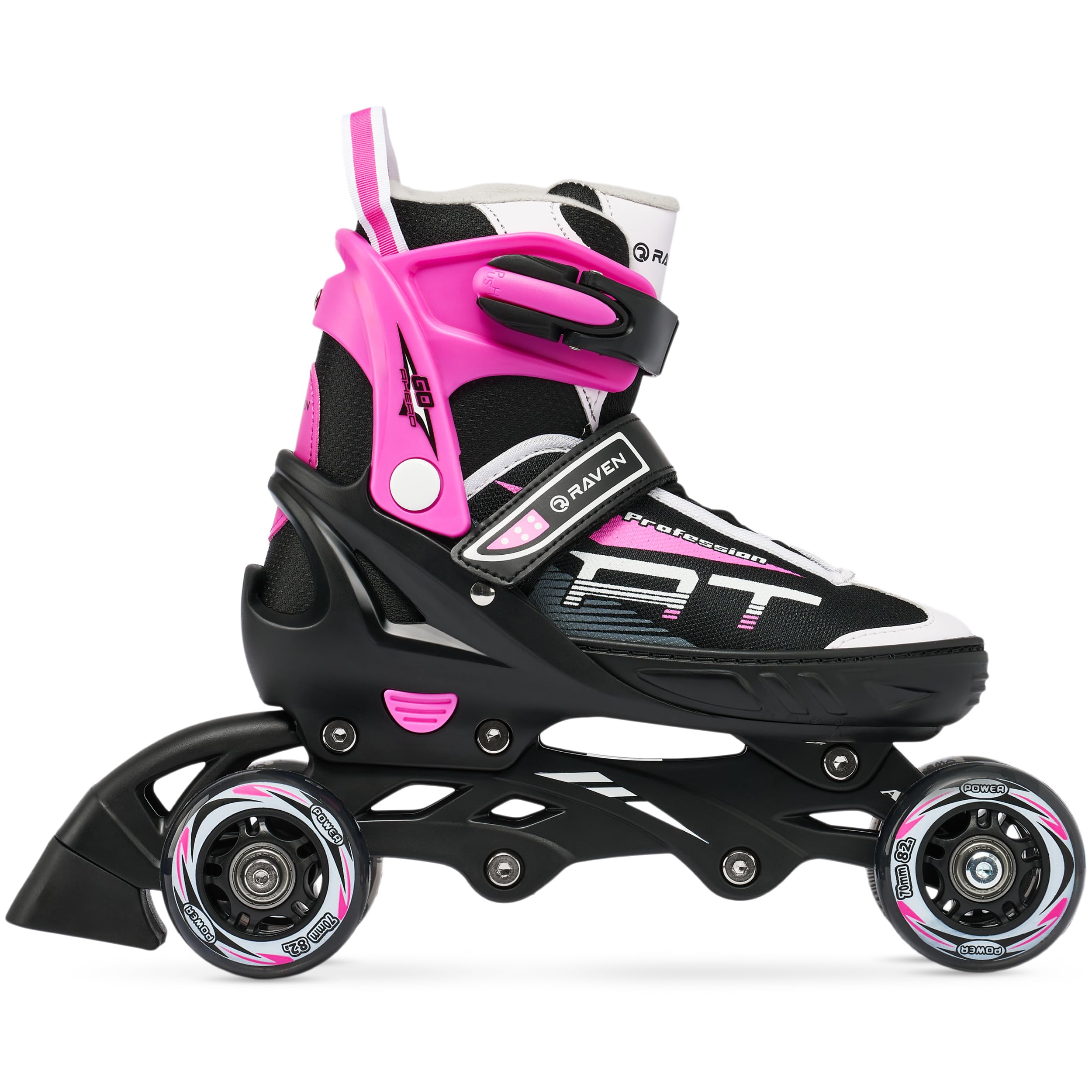 RAVEN Patines en línea 3 en 1 Ajustables Negro/Rosa 35-39