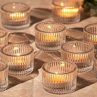 24 Pack Clear Glass Votive Candle Holders for Tealights - Ideal for Fall Weddings, Table Centerpieces, Home Decor & Parties