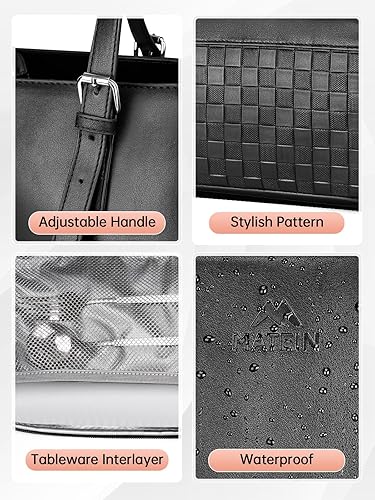 Miniatura 6 de MATEIN - Bolsa de mano para laptop de 17 pulgadas para mujer con compartimento para el almuerzo, maletín de trabajo convertible de piel sintética