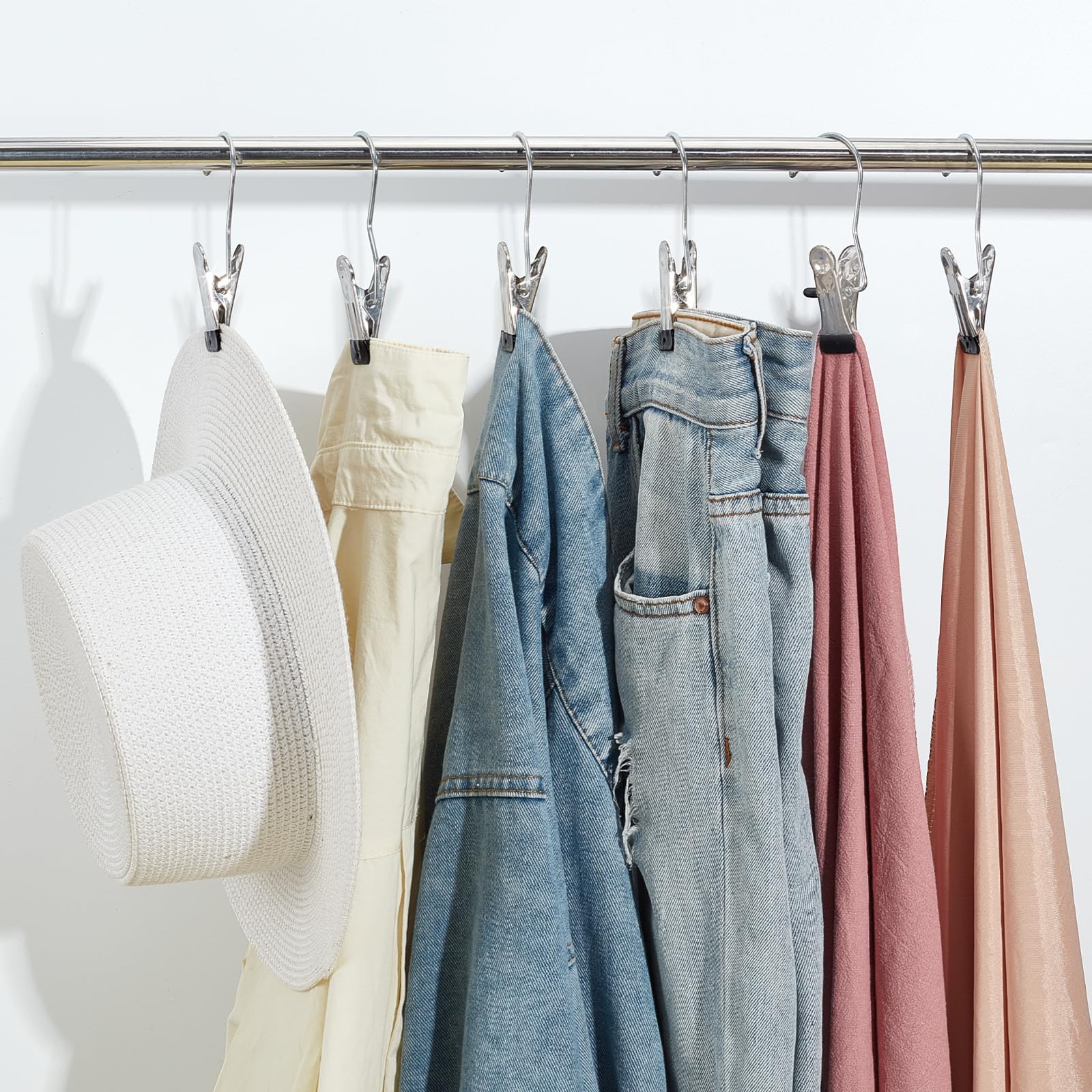 200 Stück Stiefel-Kleiderhaken für Schrank, Edelstahl-Kleiderhaken, Wäscheklammern, tragbare Clip-Kleiderbügel, Wäscheklammern, Kleiderbügel für Kleiderschrank-Organisation