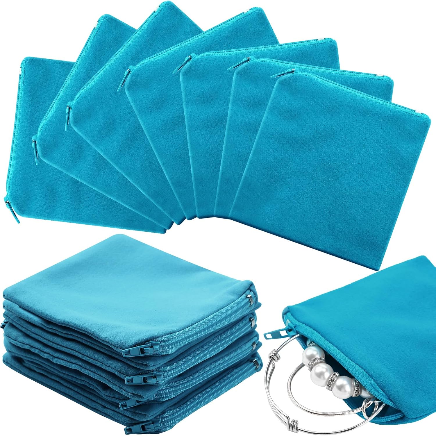 Geosar 24 Pcs Silver Storage Bags, Christmas Anti Tarnish Jewelry Zippered Pouches Keeper, for Silverware Protector Bags(6 x 6 Inches)