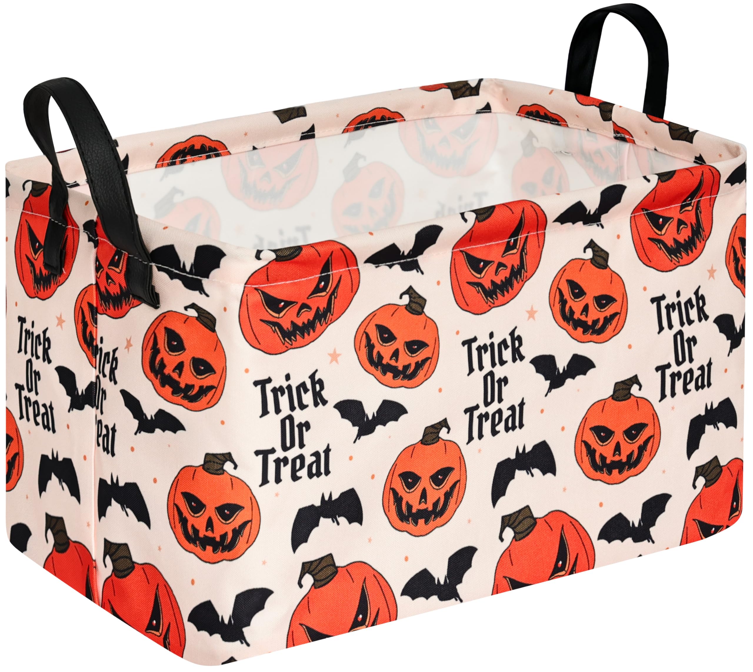 Halloween Storage Basket for Shelves Foldable Open Storage Bin Waterproof PE Coating Closet Organizer with Handles for Home Office dorm room