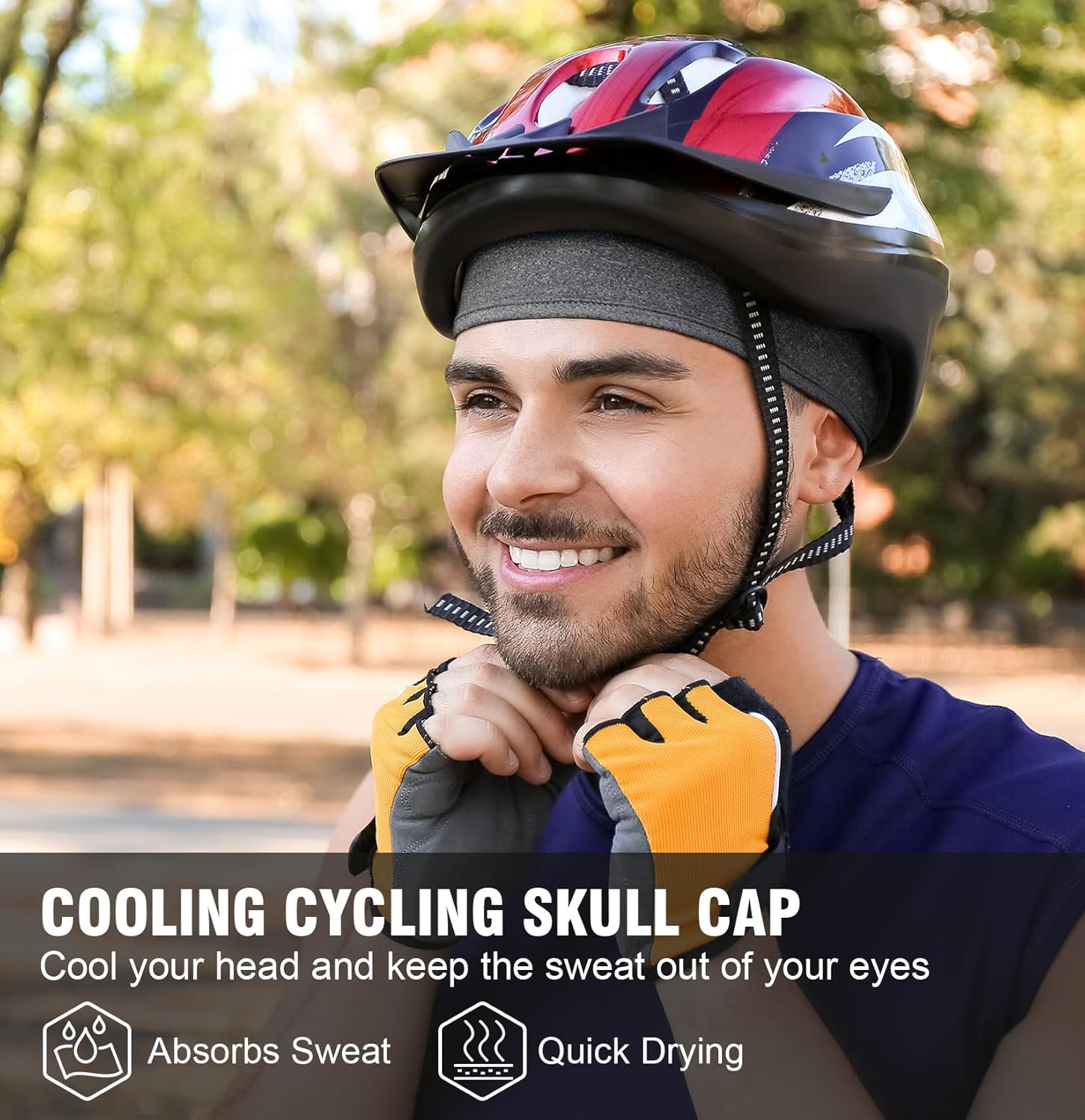 MELASA 3 Pack Cooling Skull Cap, Sweat Motorcycle Helmet Liner Head Cover, Mesh Cycling Running Hat for Men Women - Image 3