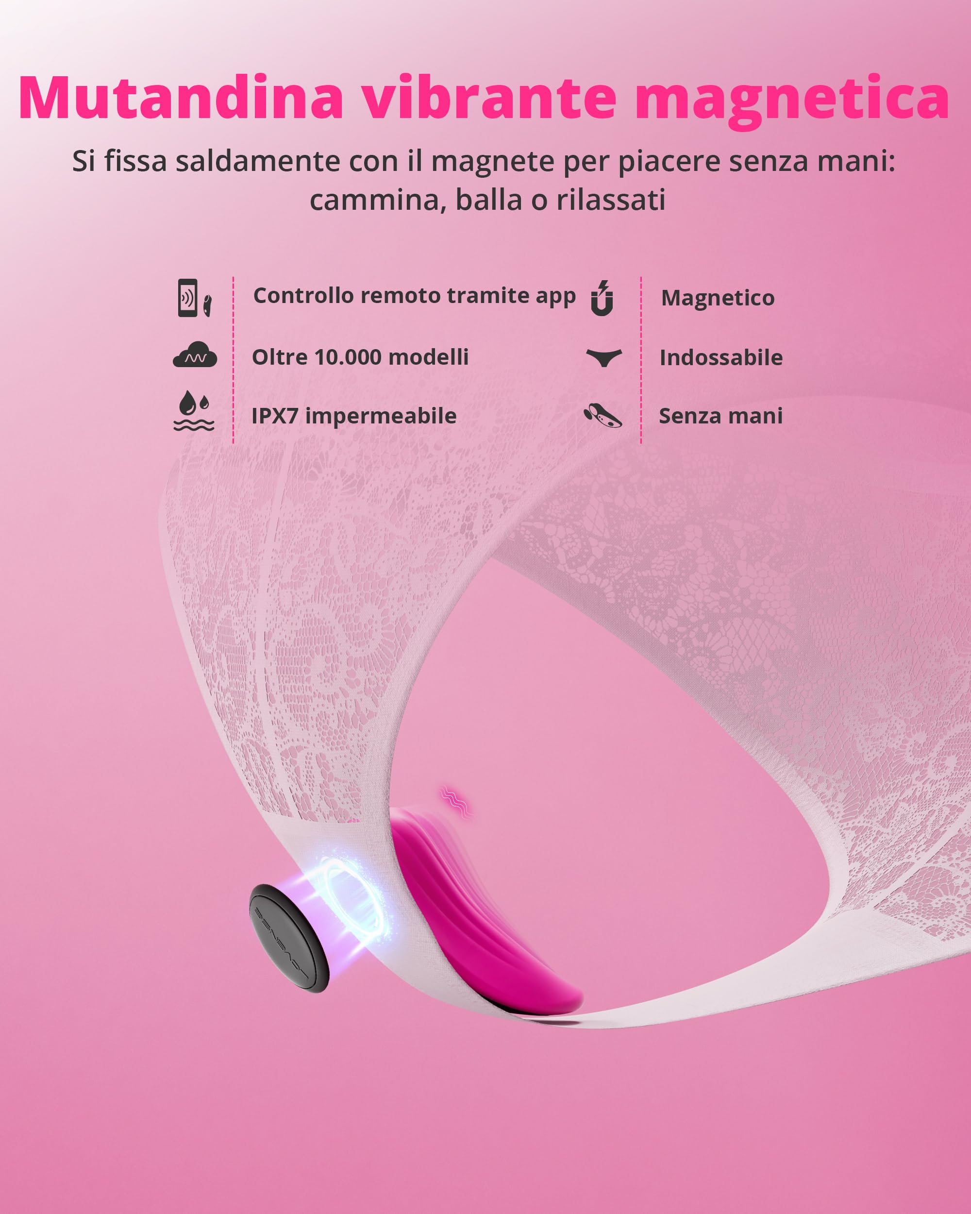 LOVENSE Ferri Mini Vibratore Bluetooth Portatile App Control, Vibratori a Distanza per Donna, Modalità di Vibrazione Personalizzate illimitate