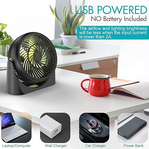 Miniatura 6 de Ventilador de escritorio USB ventilador de mesa de 8 pulgadas con control remoto circulador de aire de escritorio portátil con luz de estado de