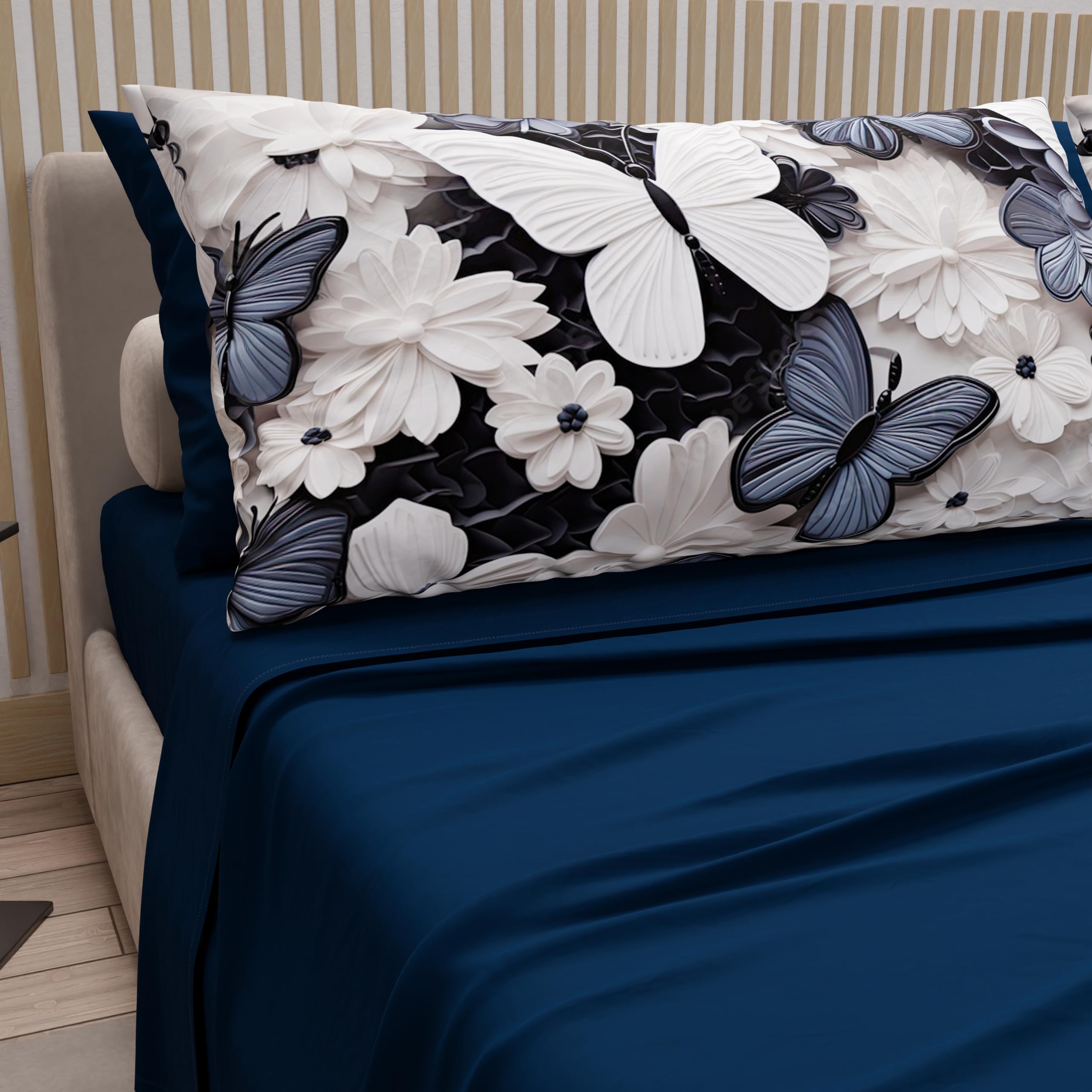 PETTI Artigiani Italiani - Cotton Sheets with Pillowcases in Digital Print, Single Bed Sheet, Single Bed Set, Mariposa-03, 100% Made in Italy
