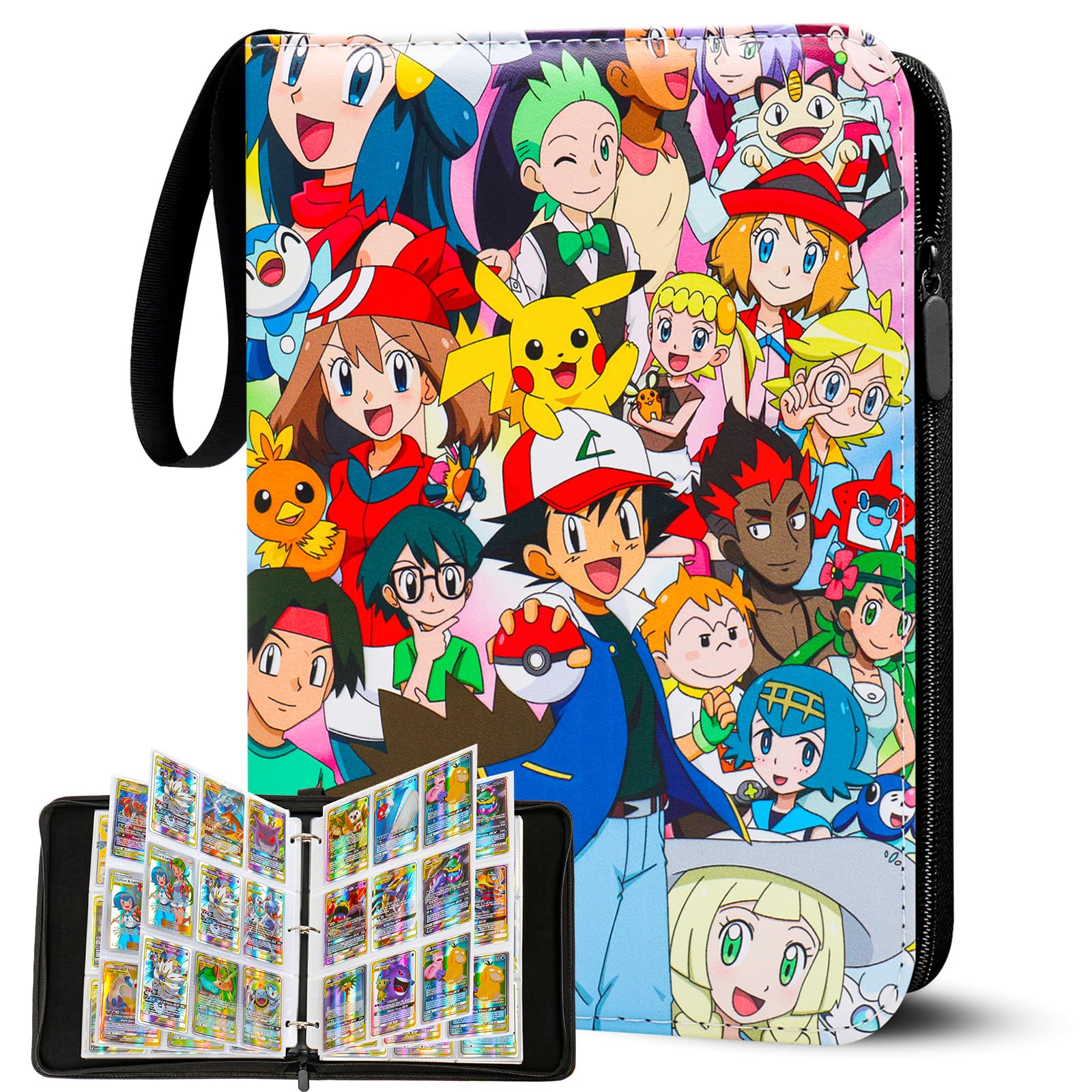 Sammelalbum für Pokemon Karten, 50 Seiten 900 Karten Kapazität Sammelkarten Album Sammelmappe Karten Ordner Heft, Tragbar Wasserdicht PU-Material Sammelkartenalben, Geschenk für Kinder (RW900)